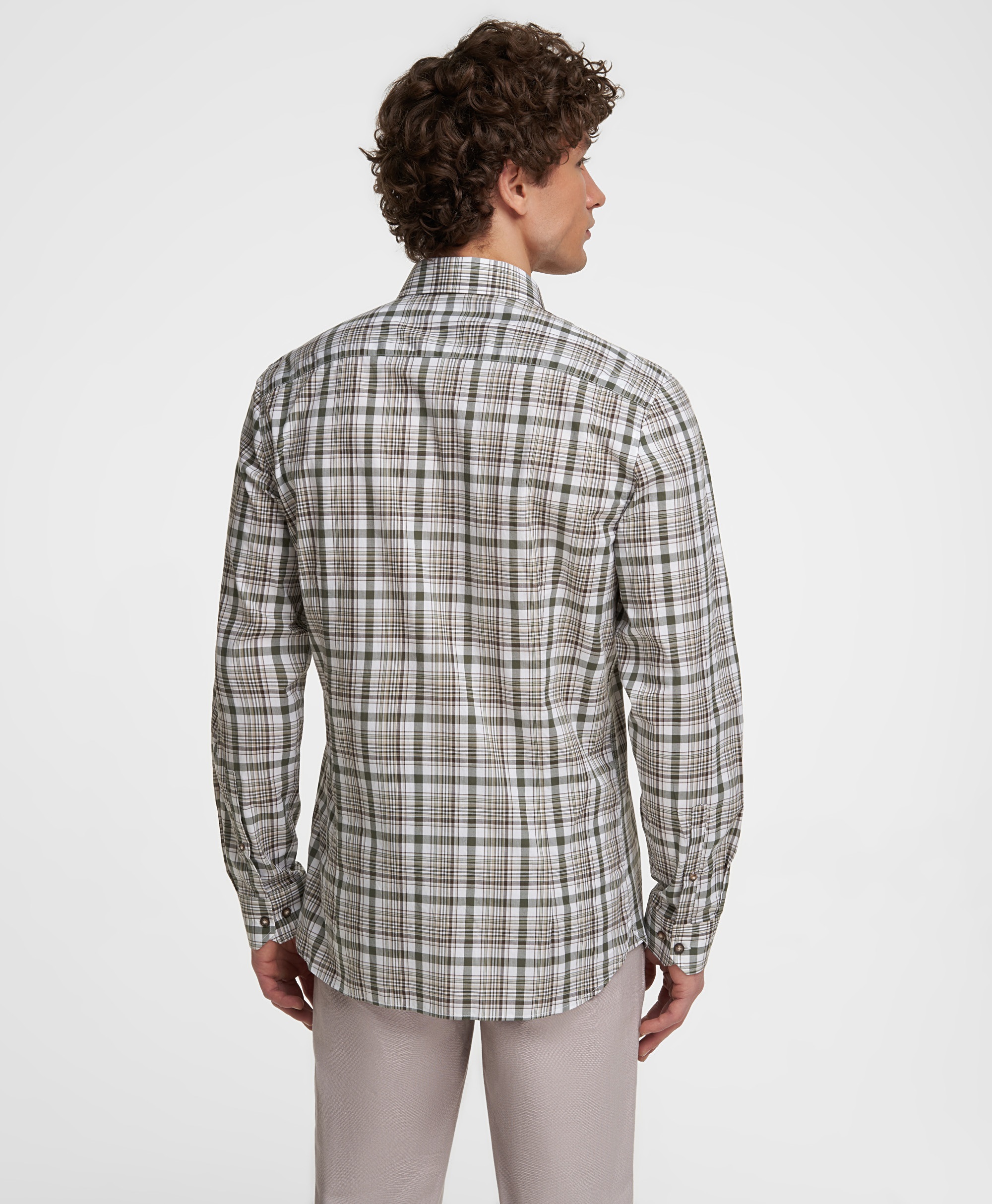 Рубашка хлопковая, прилегающий силуэт