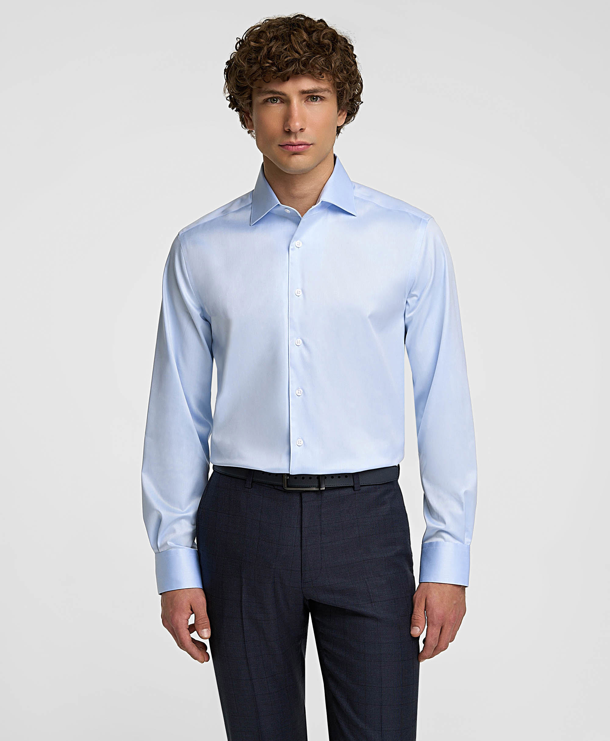 Рубашка из ткани стрейч, прямой силуэт