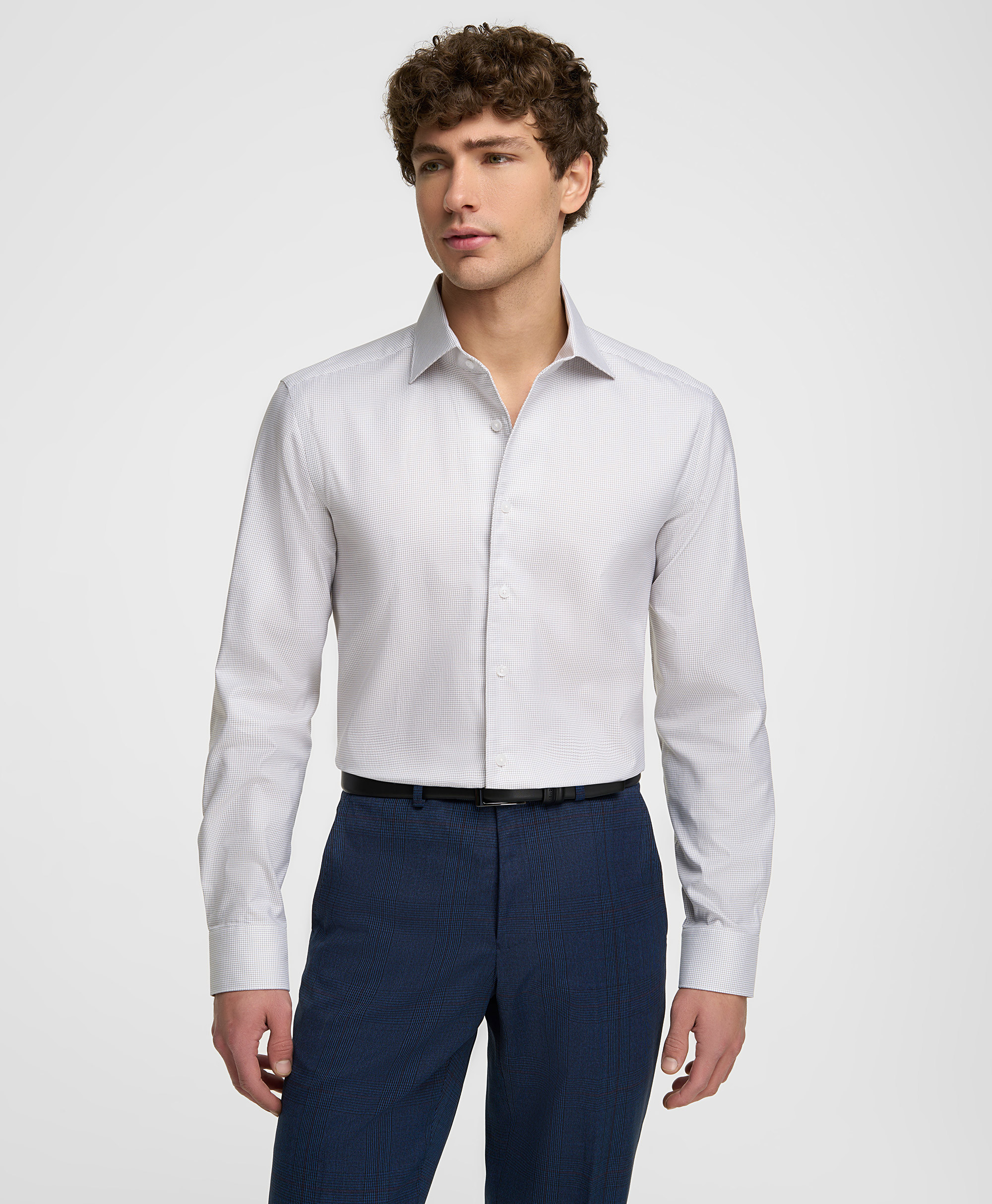 Рубашка хлопковая, полуприлегающий силуэт