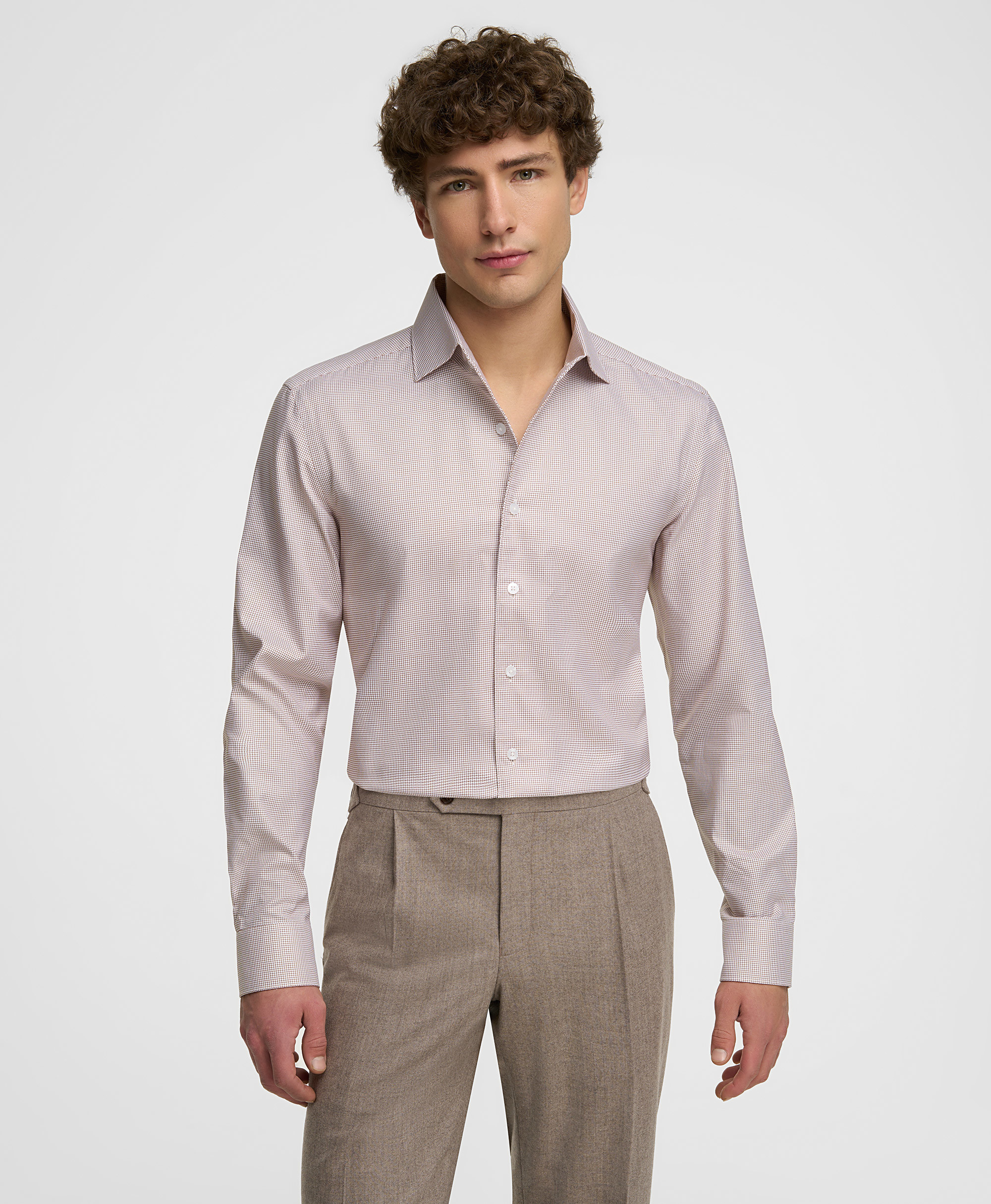 Рубашка хлопковая, полуприлегающий силуэт