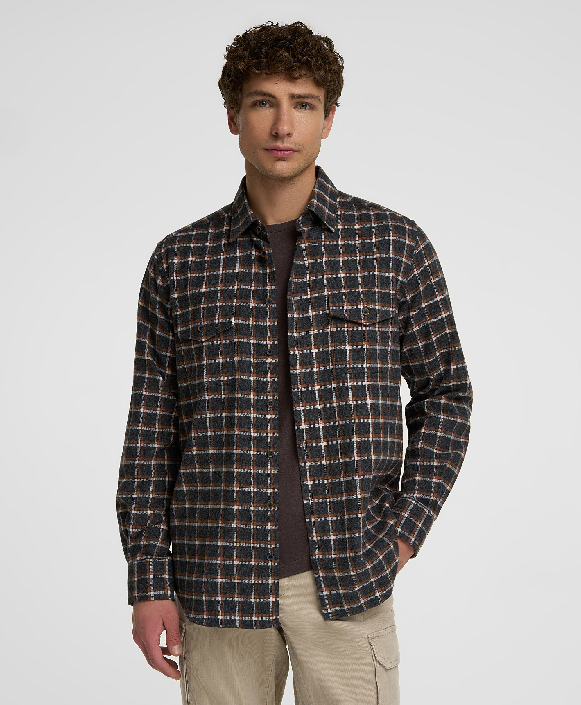 Рубашка фланелевая, прямой силуэт