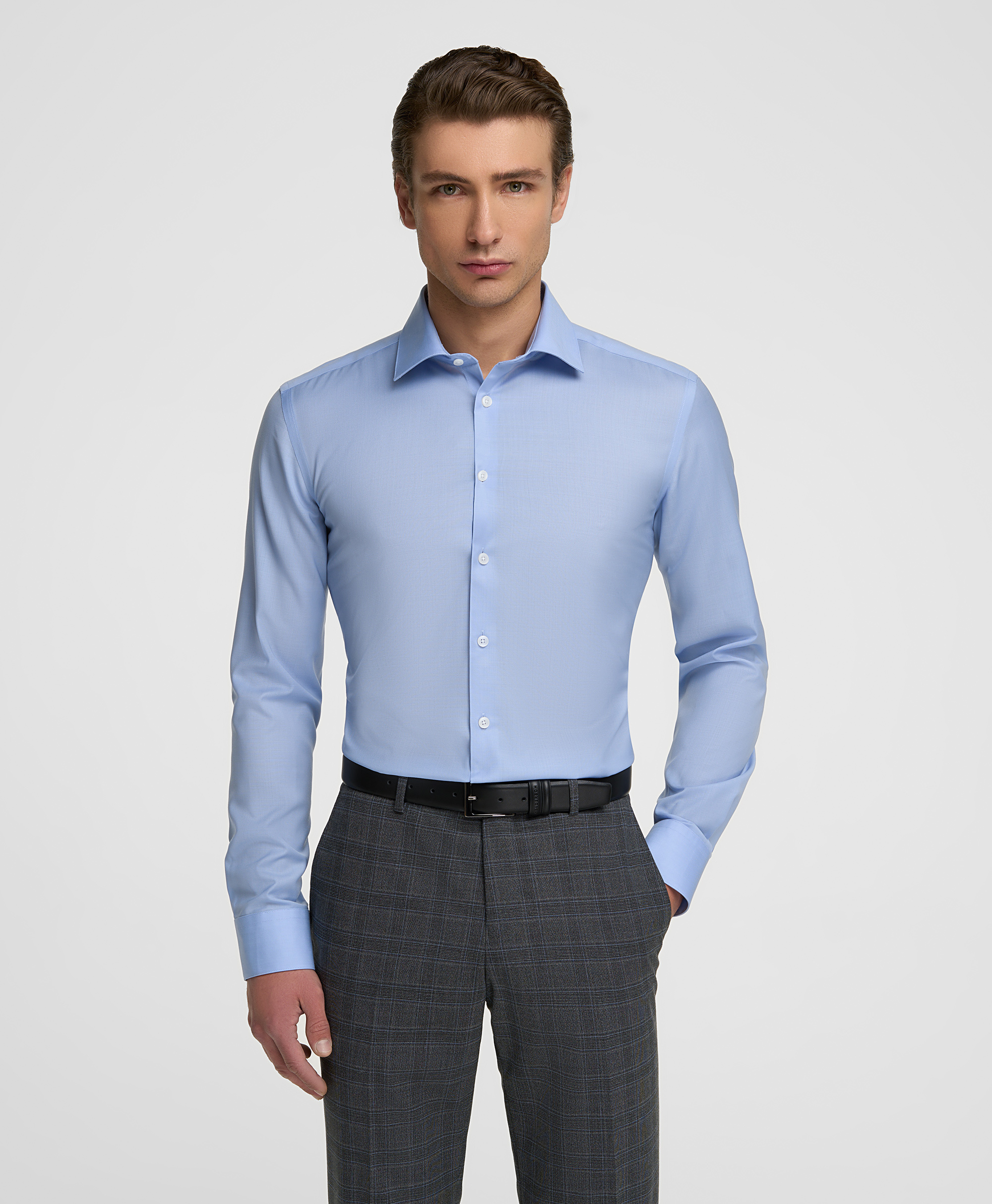 Рубашка шерстяная, полуприлегающий силуэт