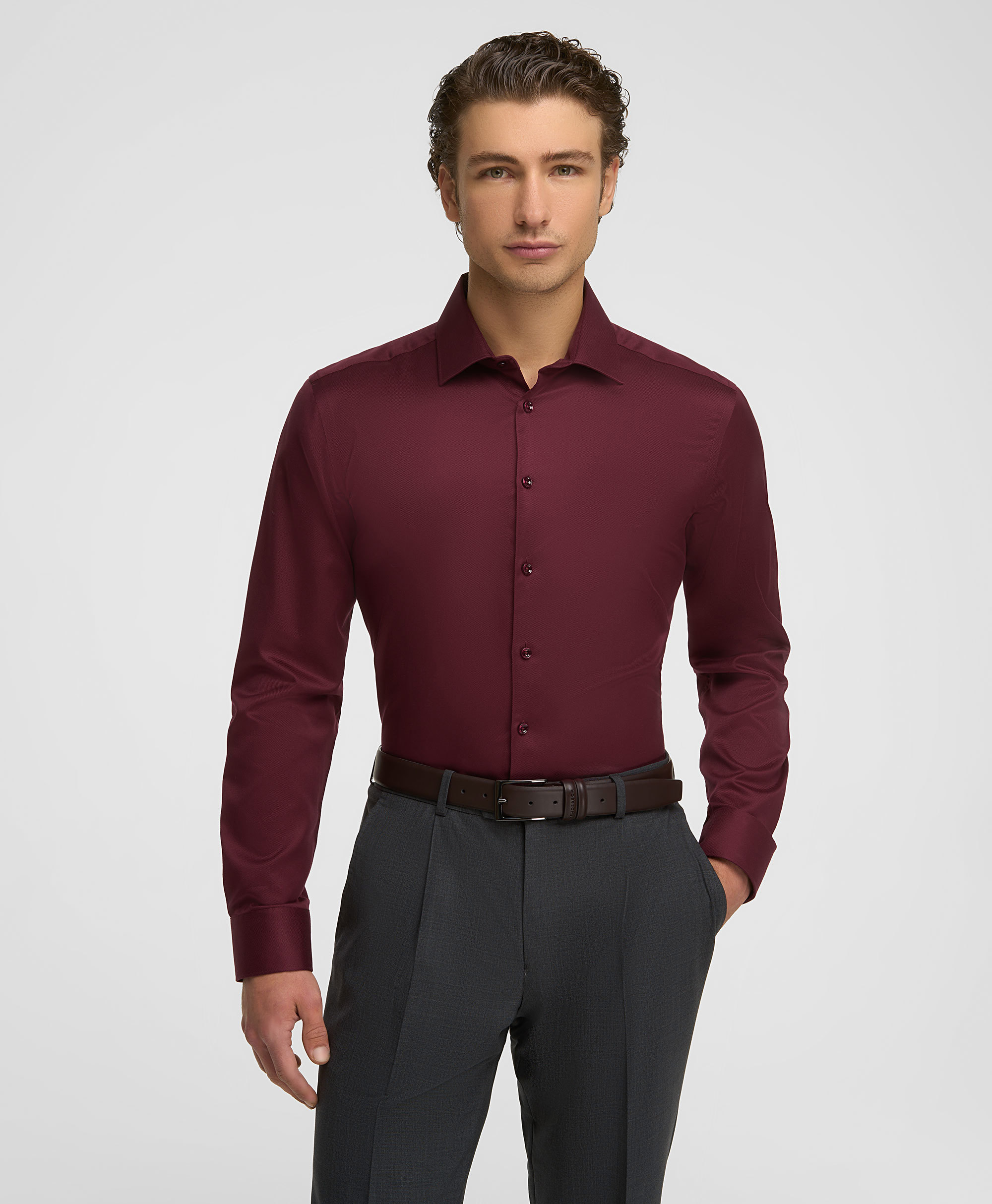 Рубашка хлопковая, полуприлегающий силуэт