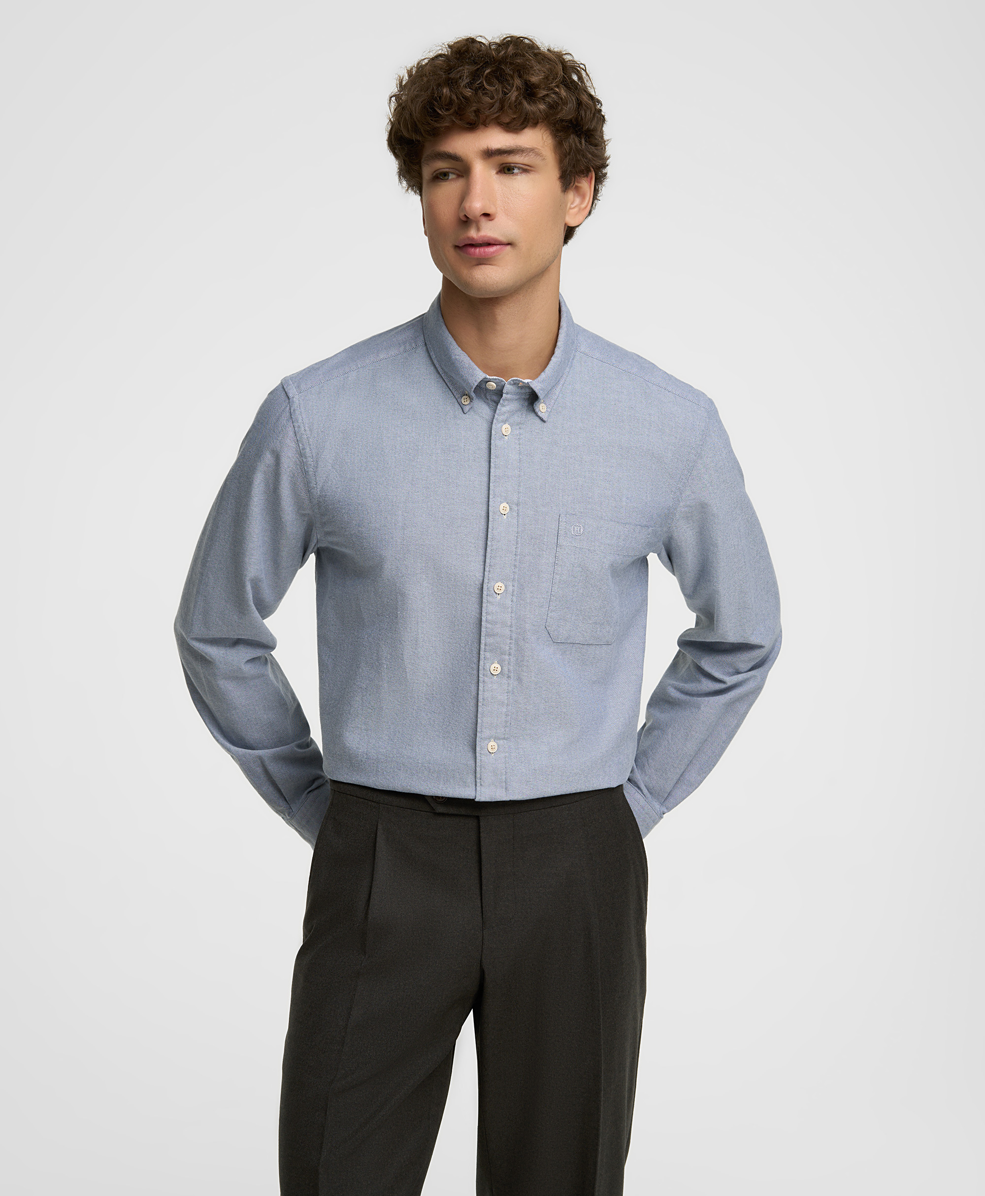 Рубашка хлопковая, прямой силуэт