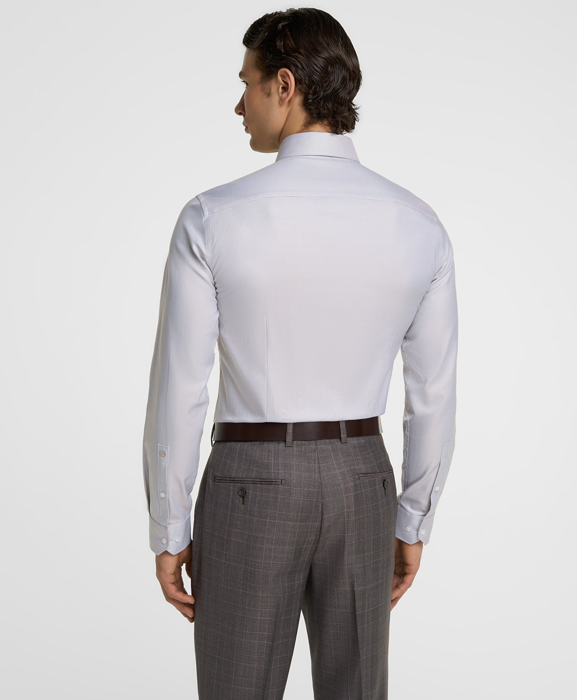 Рубашка хлопковая из ткани стрейч, прилегающий силуэт