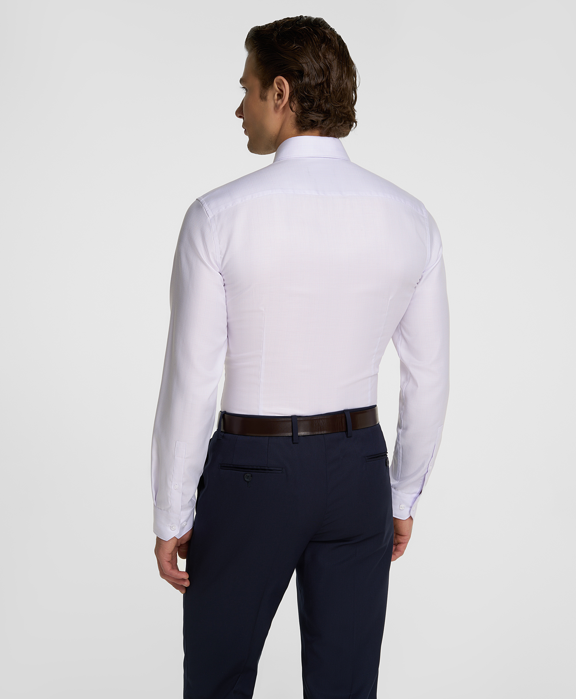 Рубашка хлопковая, не требует утюжки, прилегающий силуэт