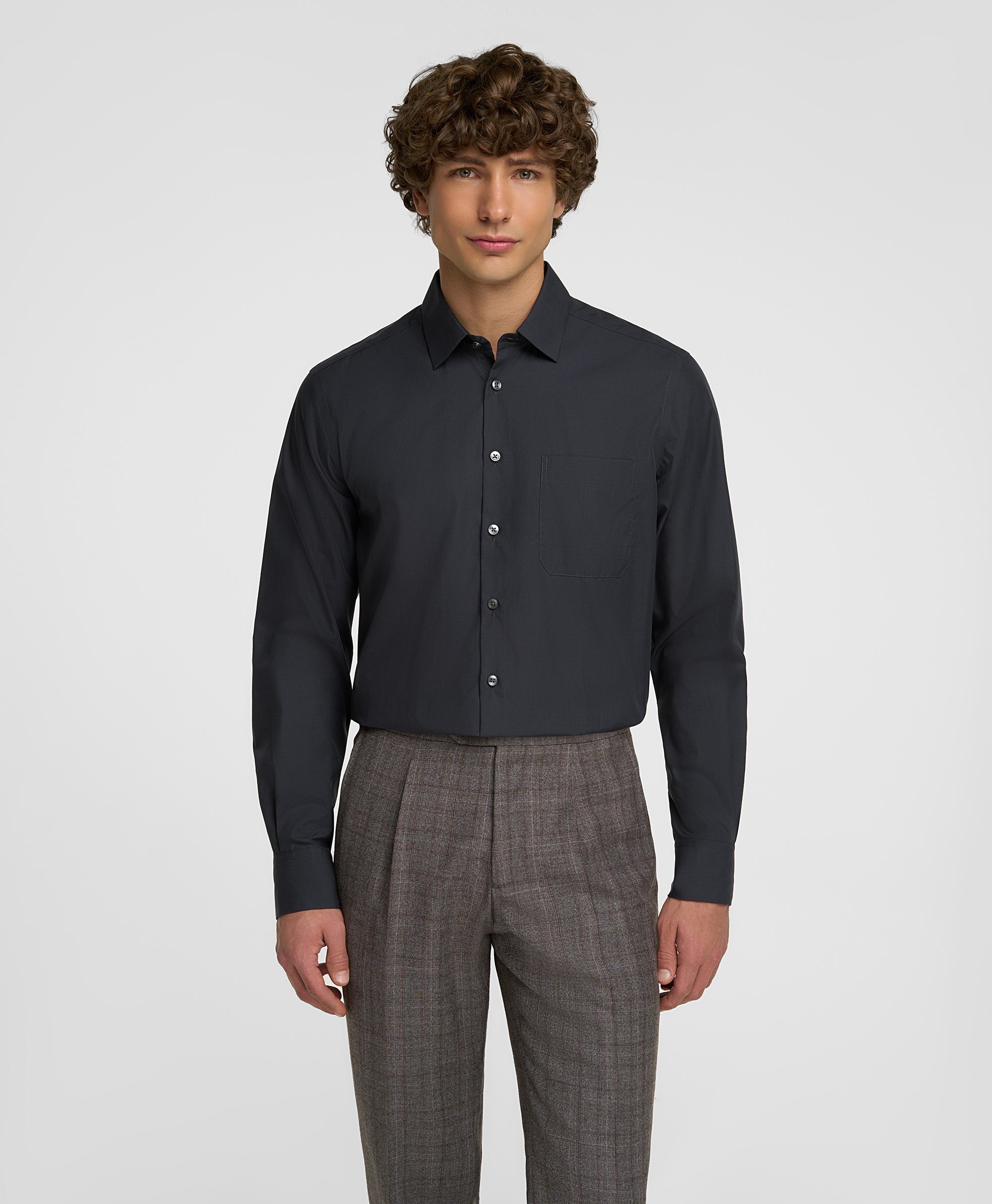 Рубашка хлопковая, прямой силуэт