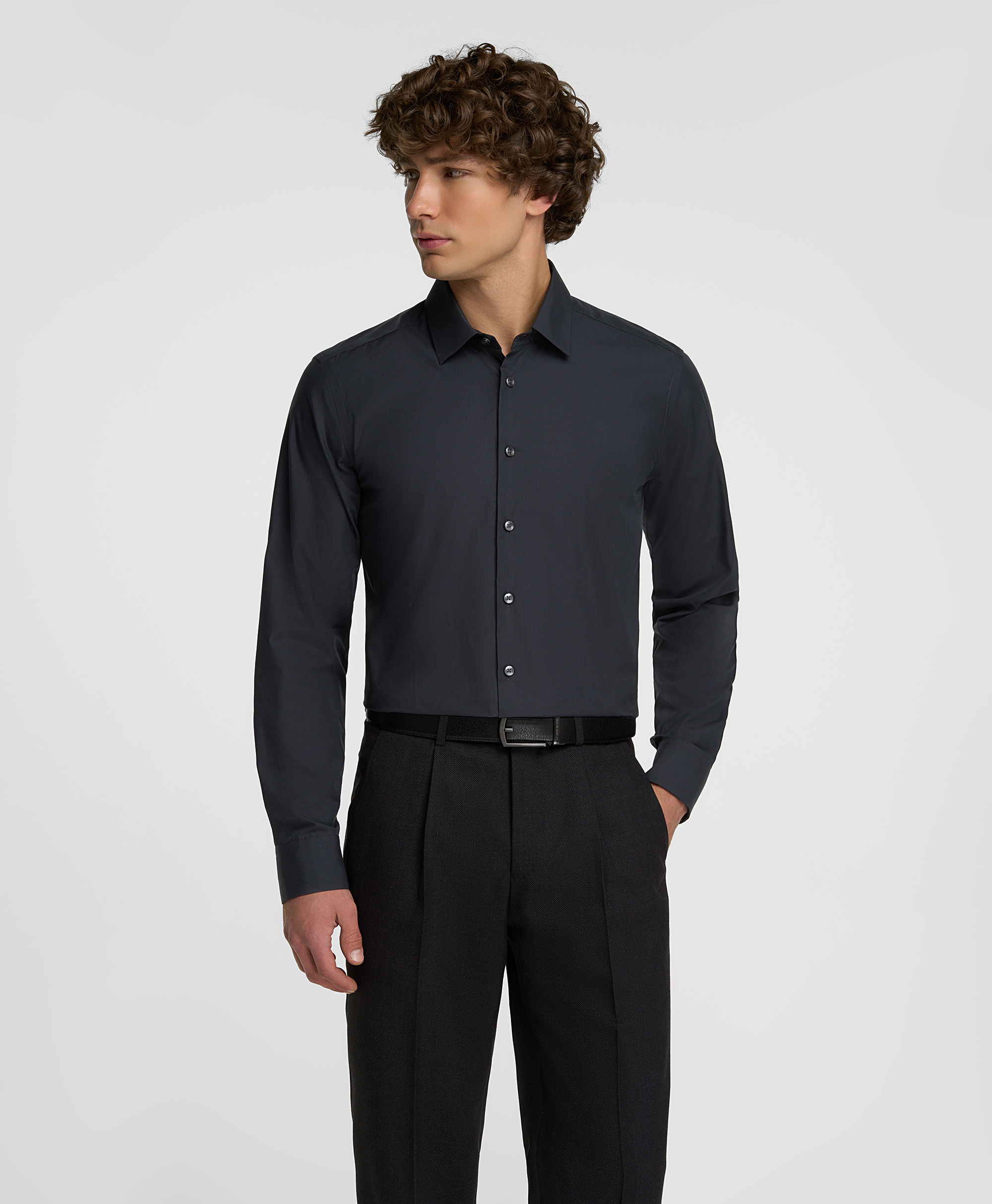 Рубашка хлопковая, полуприлегающий силуэт