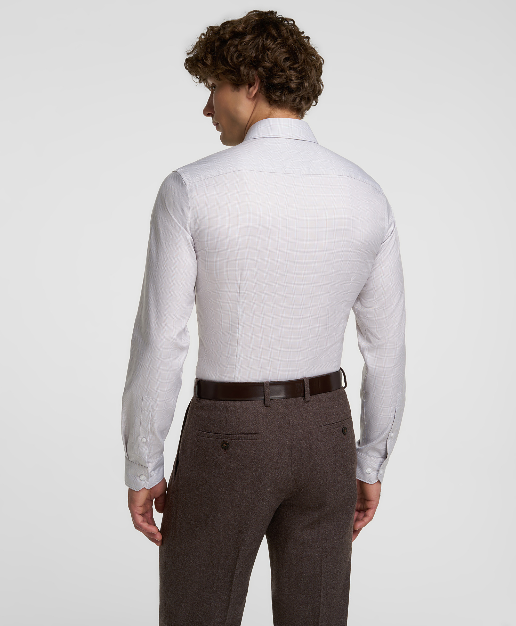 Рубашка хлопковая, не требует утюжки, прилегающий силуэт