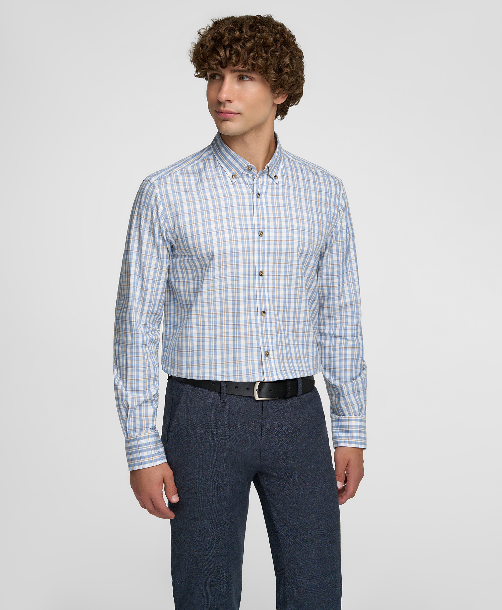 Рубашка хлопковая, прямой силуэт