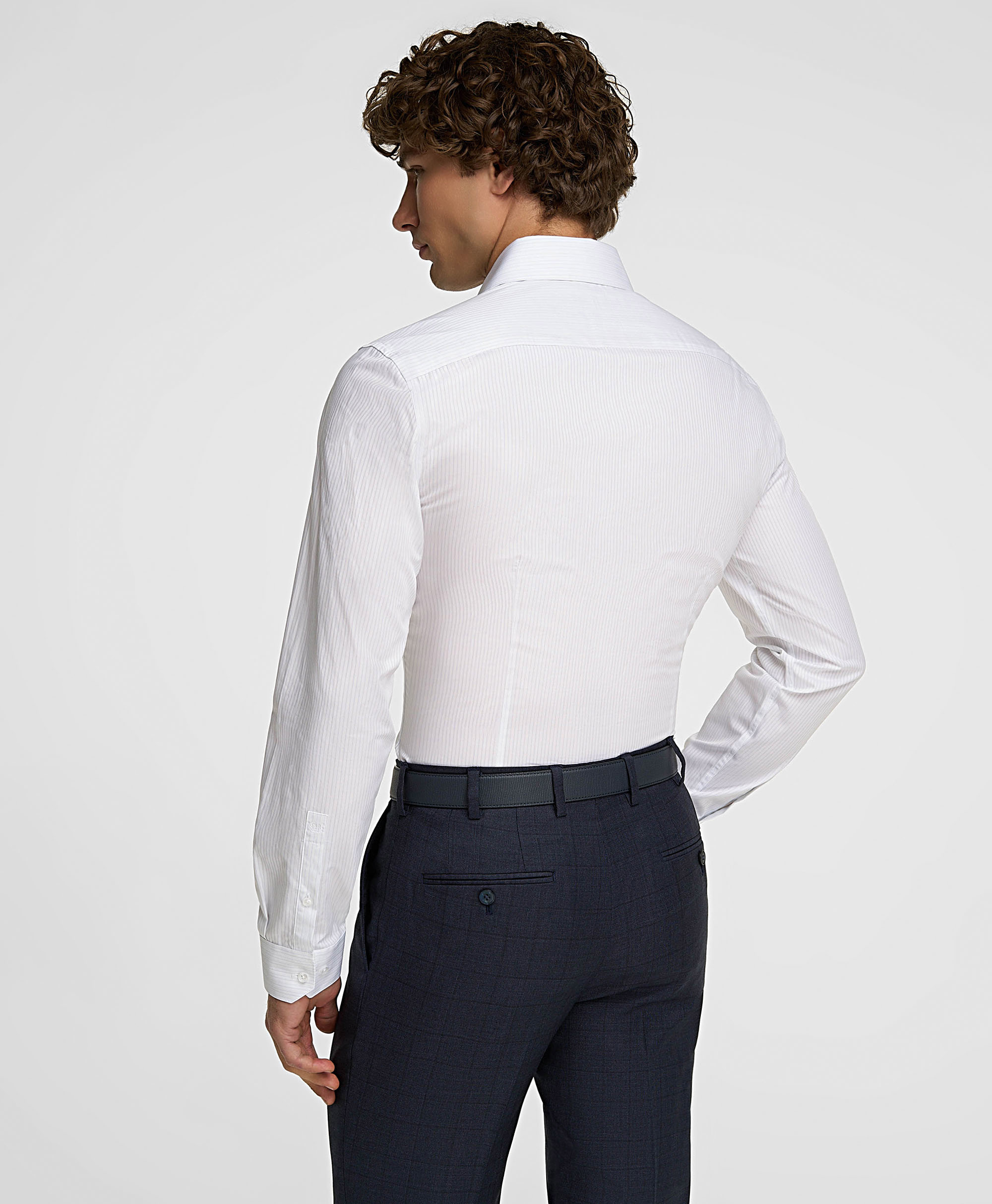 Рубашка хлопковая, прилегающий силуэт