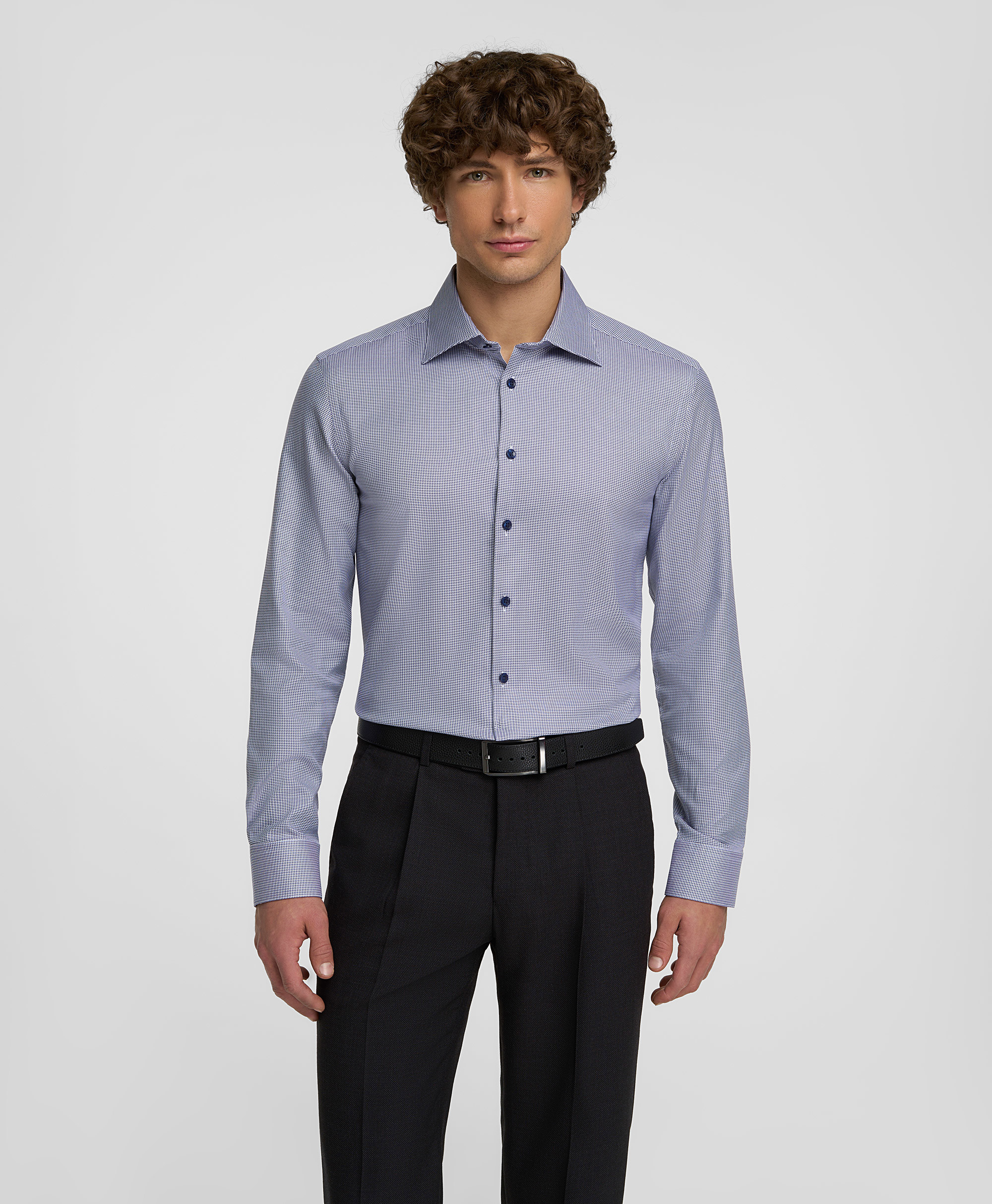 Рубашка хлопковая, полуприлегающий силуэт