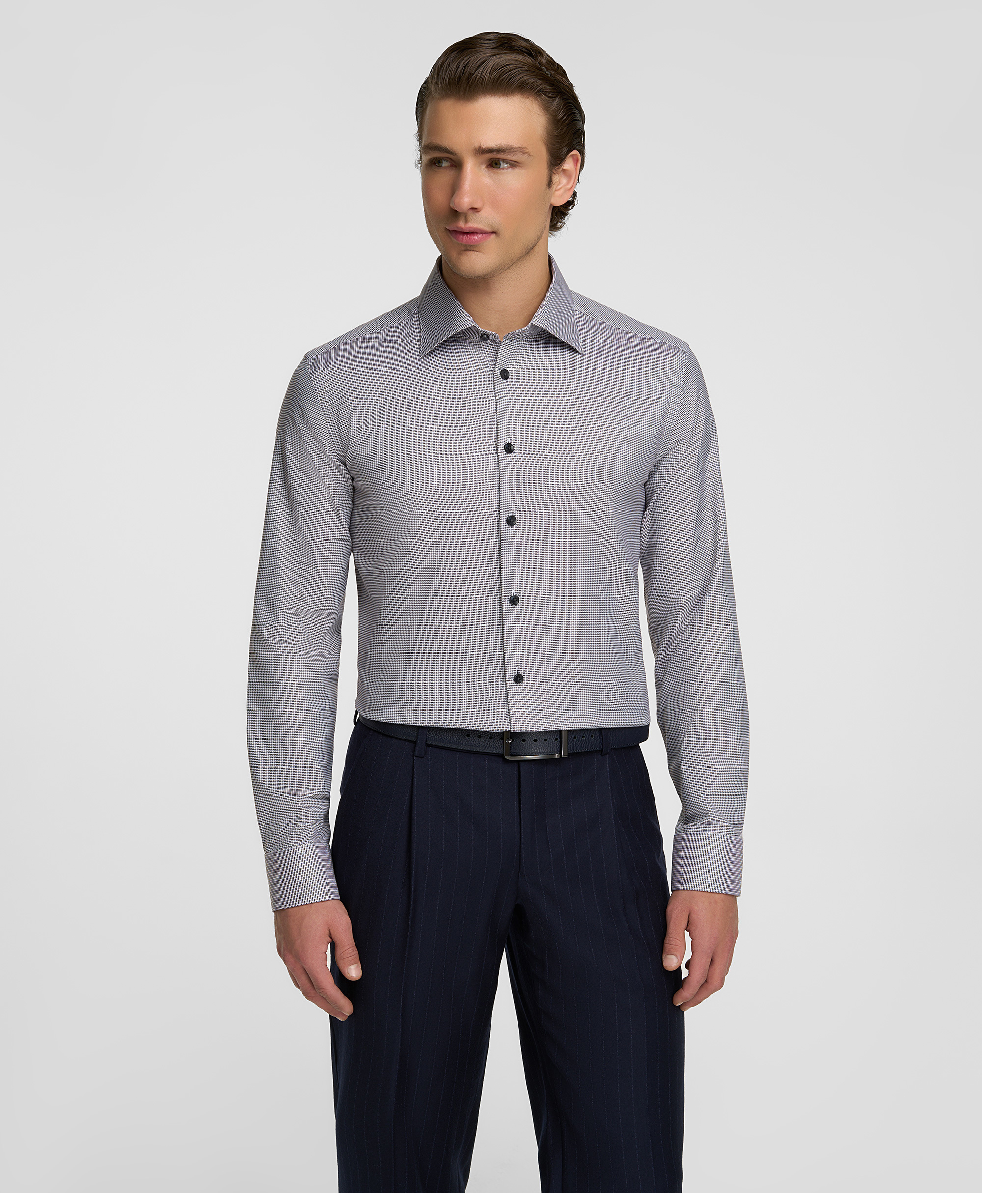 Рубашка хлопковая, полуприлегающий силуэт