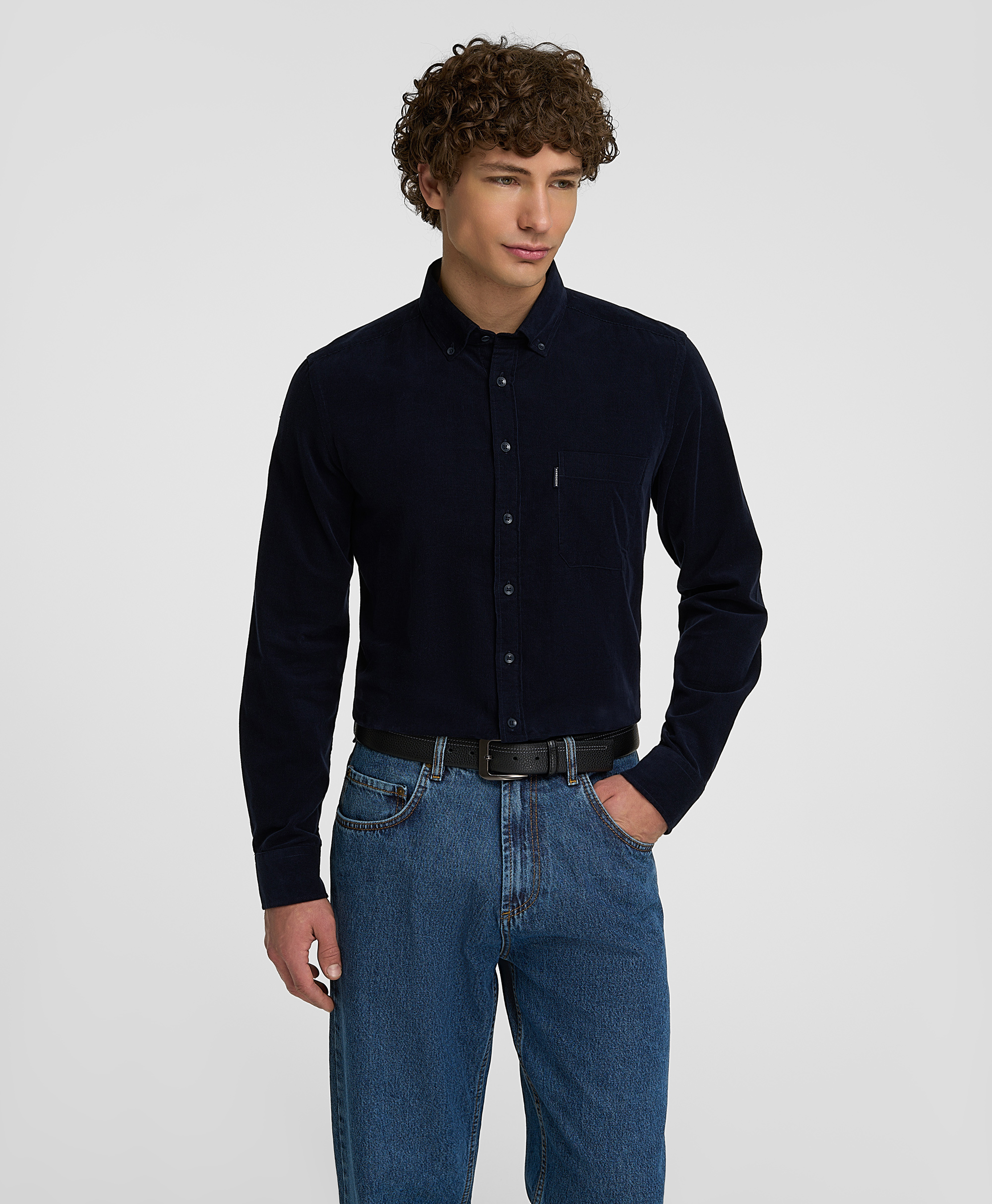 Рубашка вельветовая, полуприлегающий силуэт