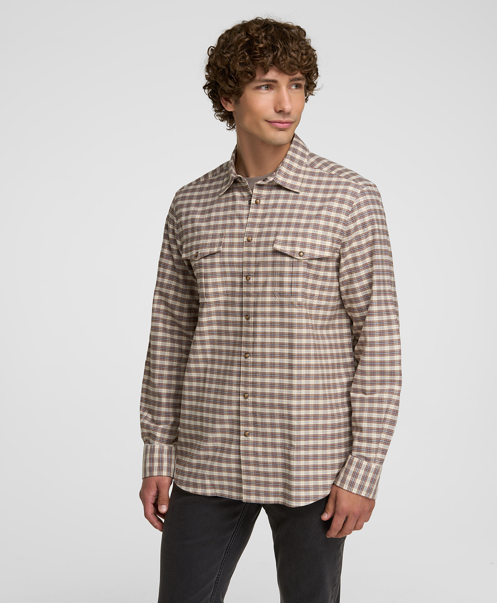 Рубашка фланелевая, прямой силуэт