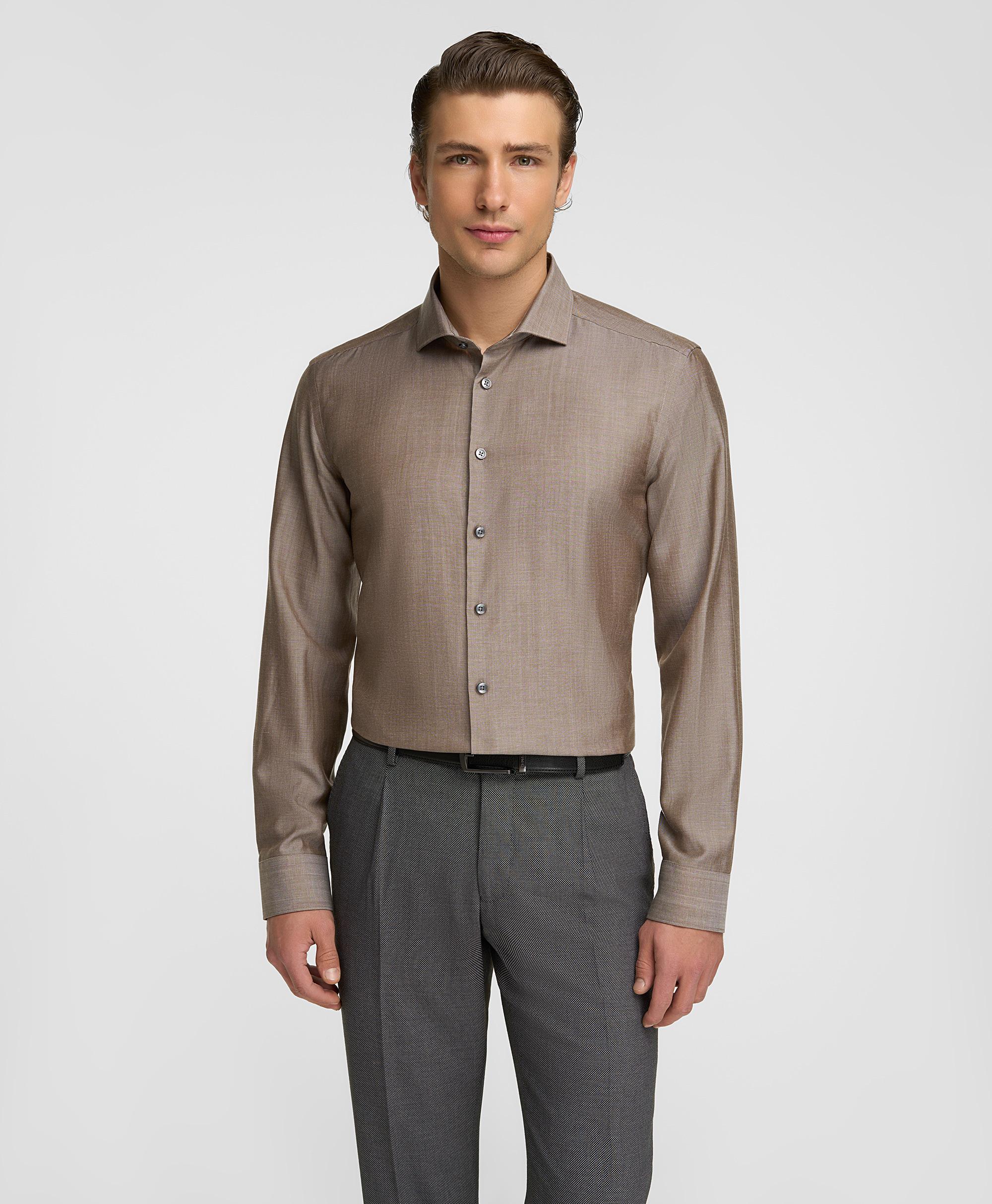 Рубашка с содержанием шерсти, прямой силуэт