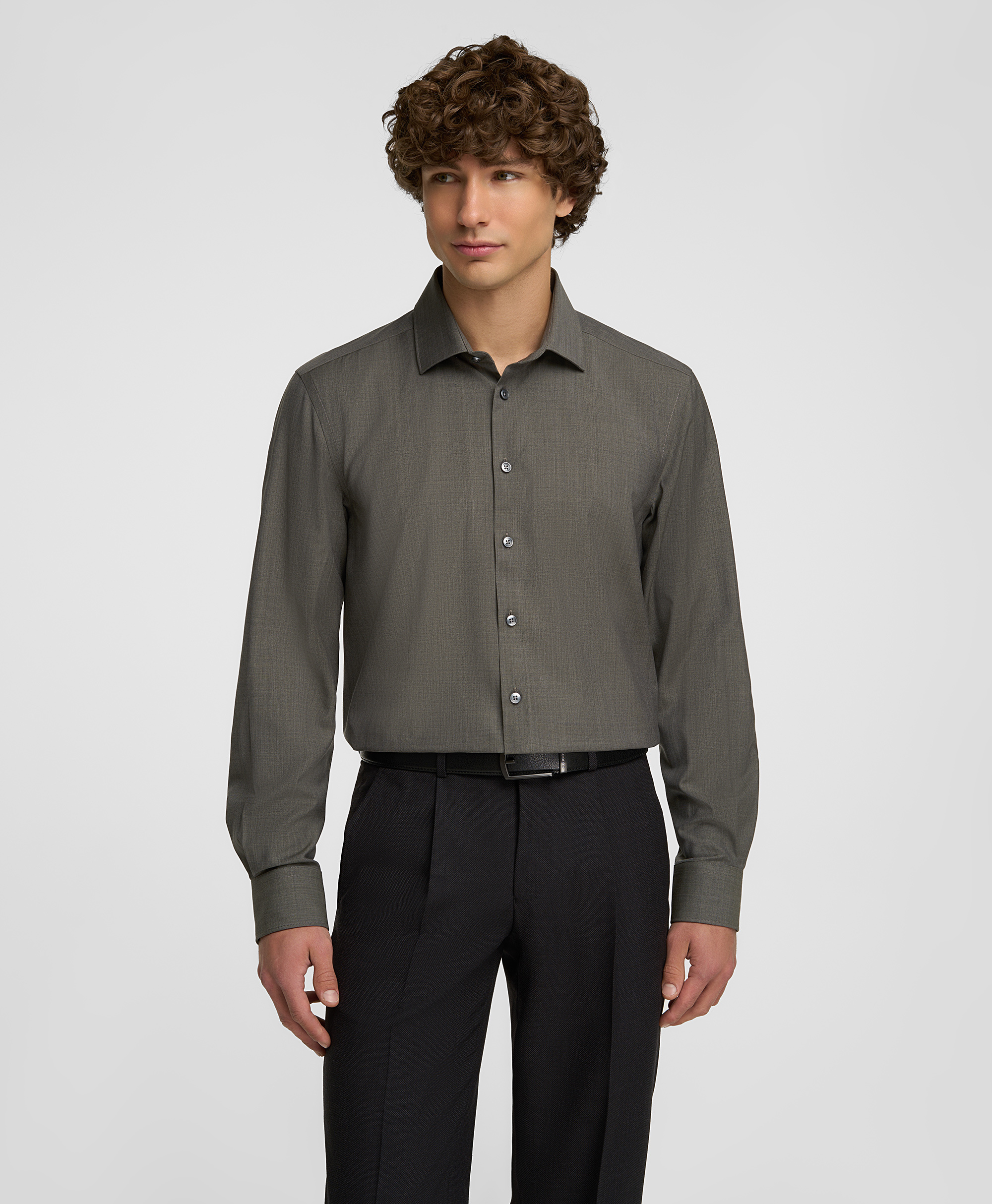 Рубашка шерстяная, прямой силуэт