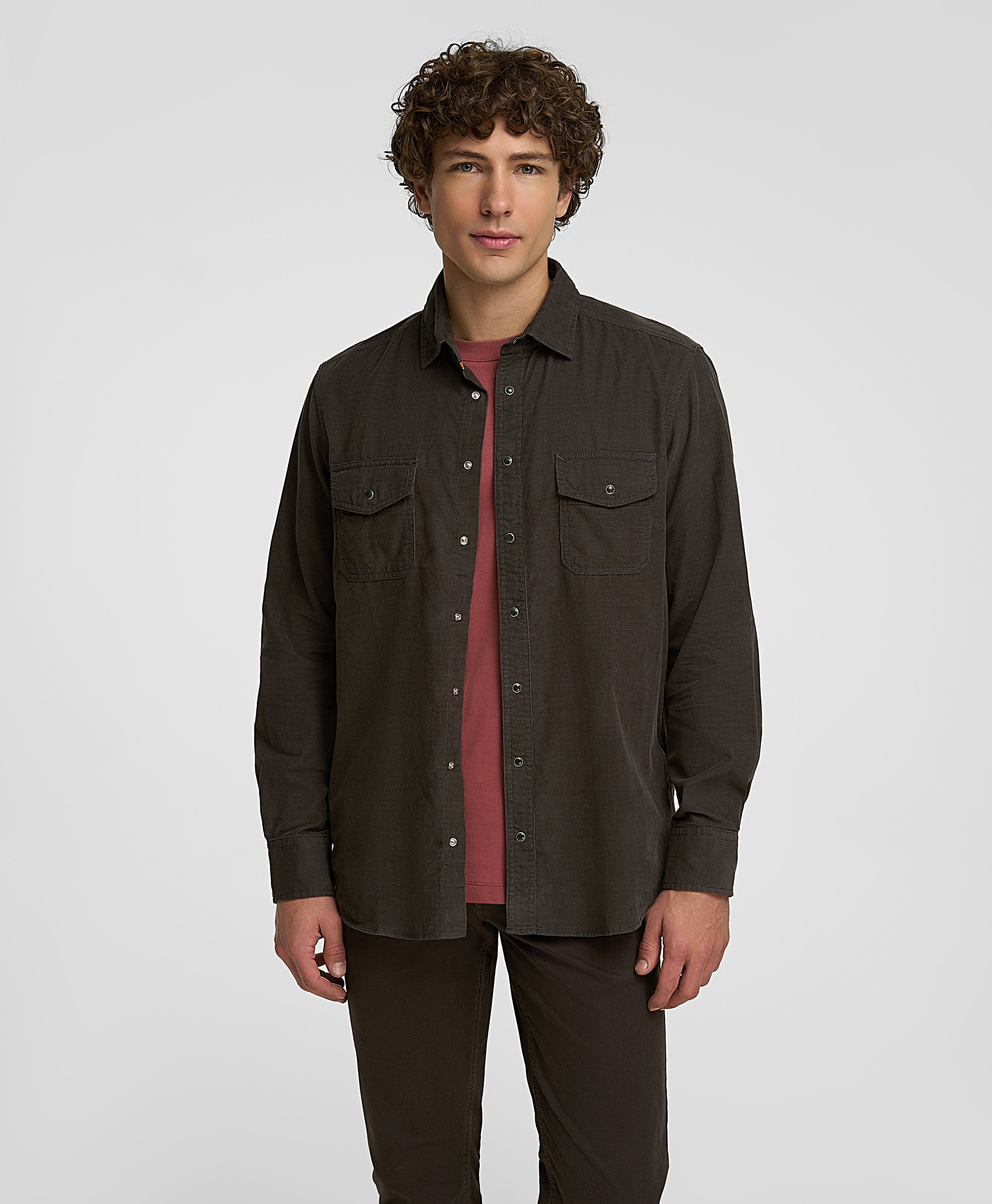 Рубашка вельветовая, прямой силуэт