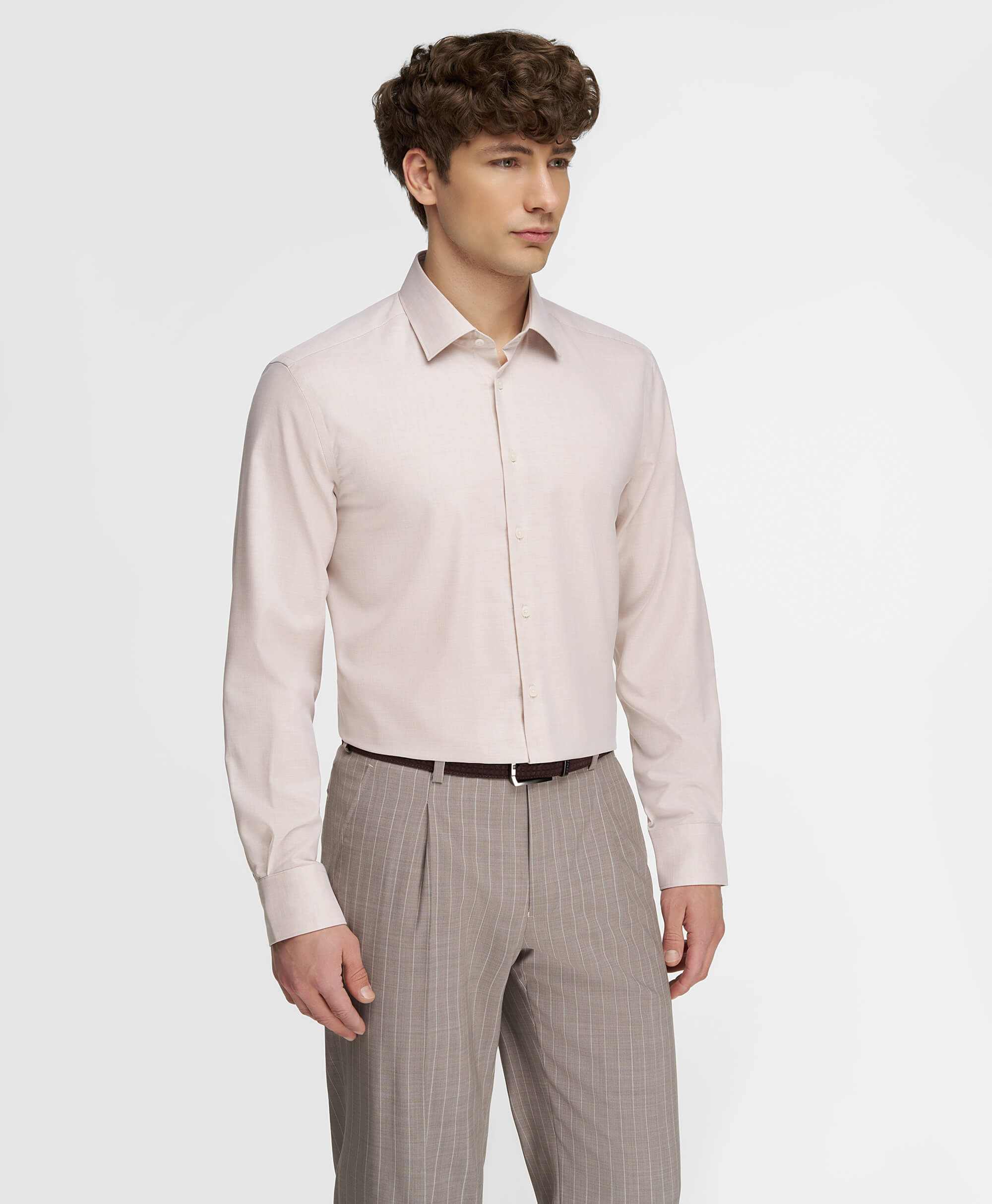 Рубашка, не требует утюжки, прямой силуэт SHL-2402-R BEIGE- купить в ...