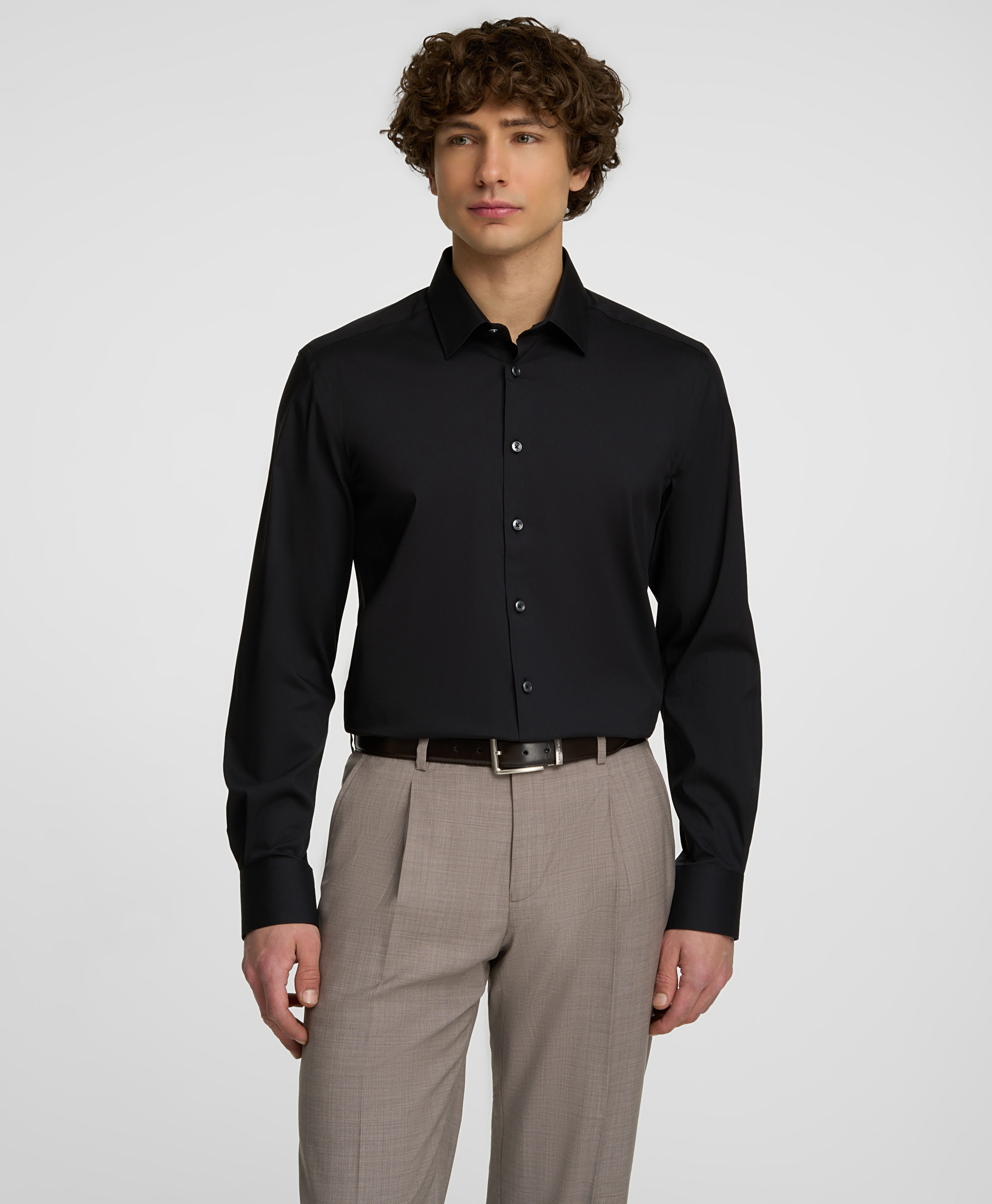 Рубашка из ткани стрейч, прямой силуэт