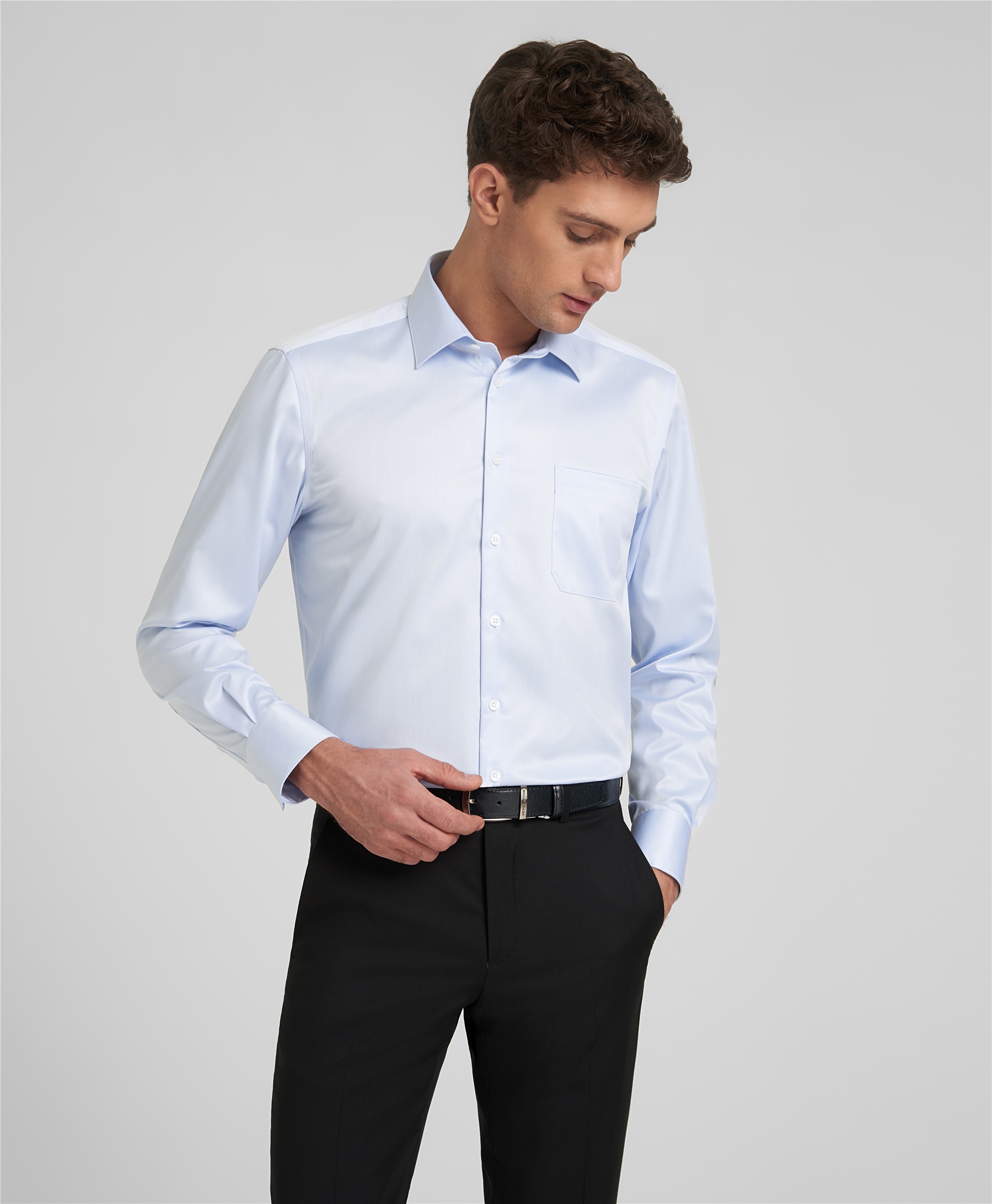 Рубашка из ткани стрейч, прямой силуэт