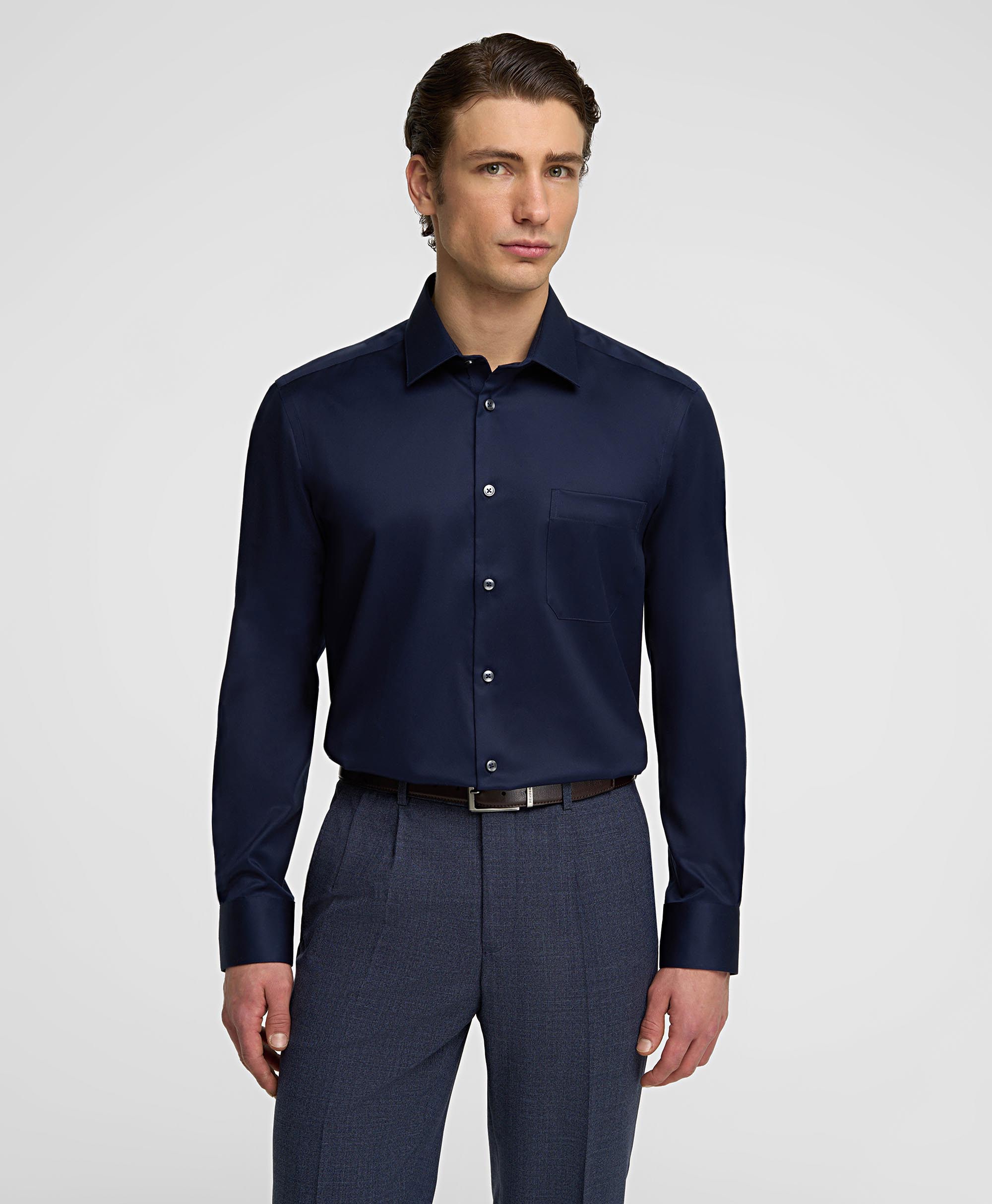 Рубашка из ткани стрейч, прямой силуэт