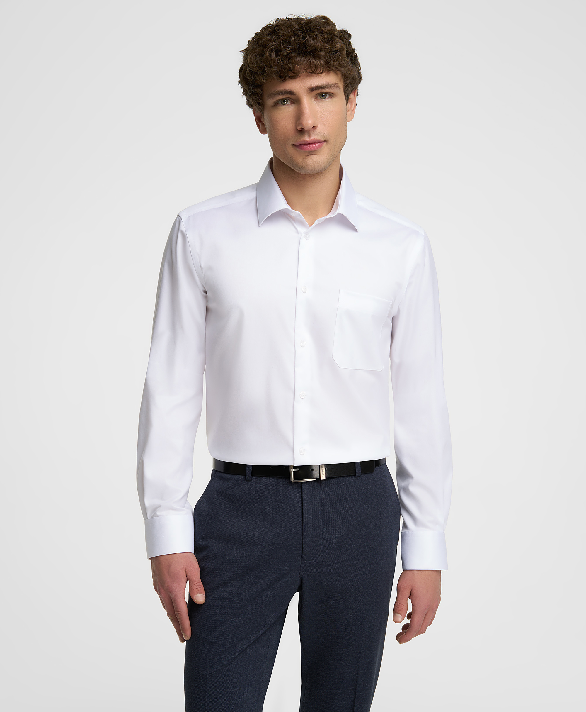 Рубашка из ткани стрейч, прямой силуэт