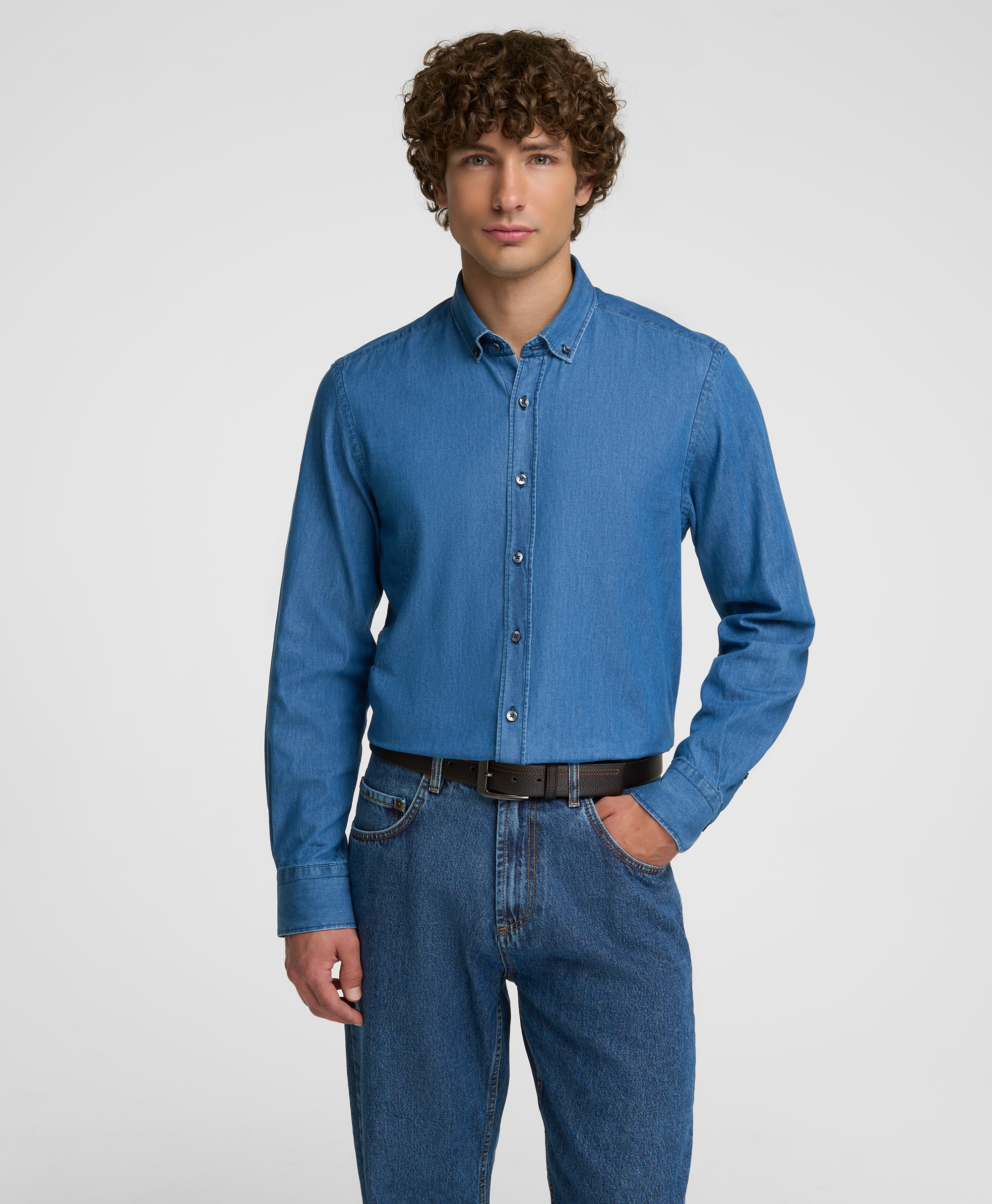 Рубашка джинсовая, прямой силуэт