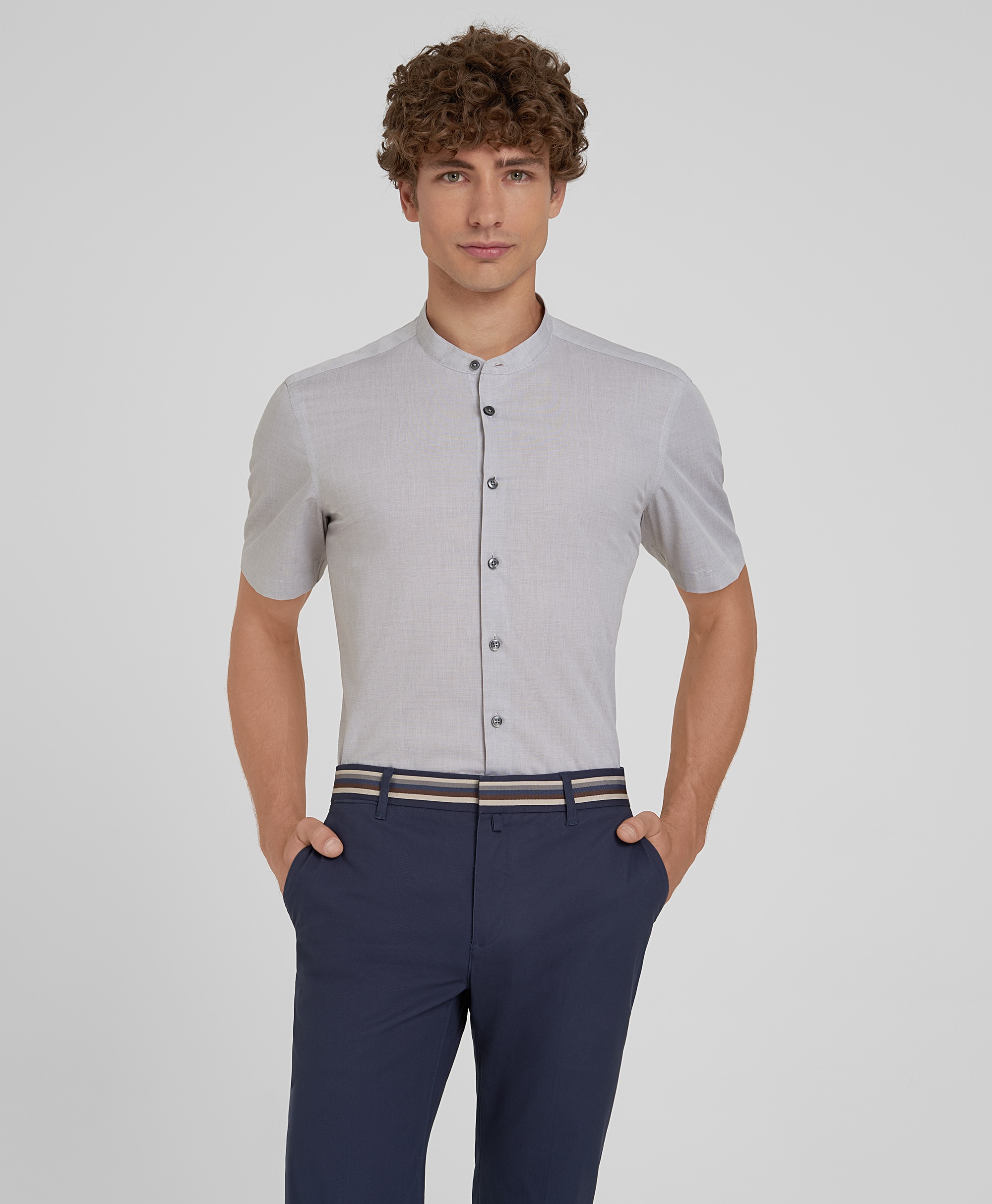 Рубашка хлопковая, полуприлегающий силуэт