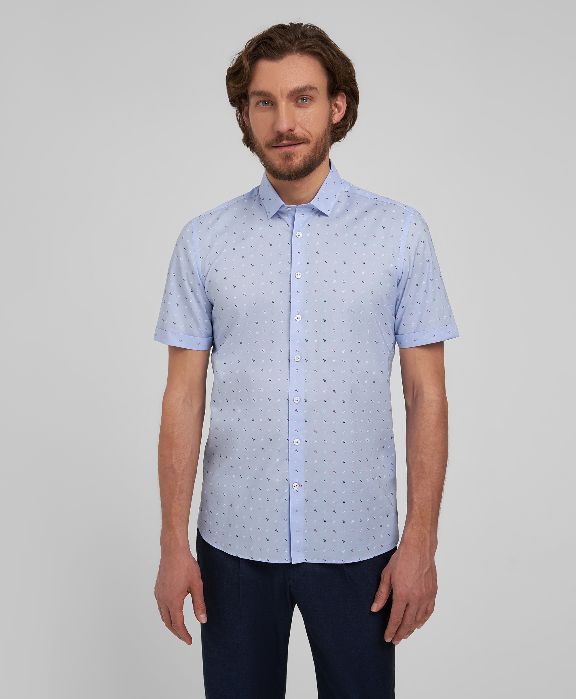 Рубашка хлопковая, полуприлегающий силуэт