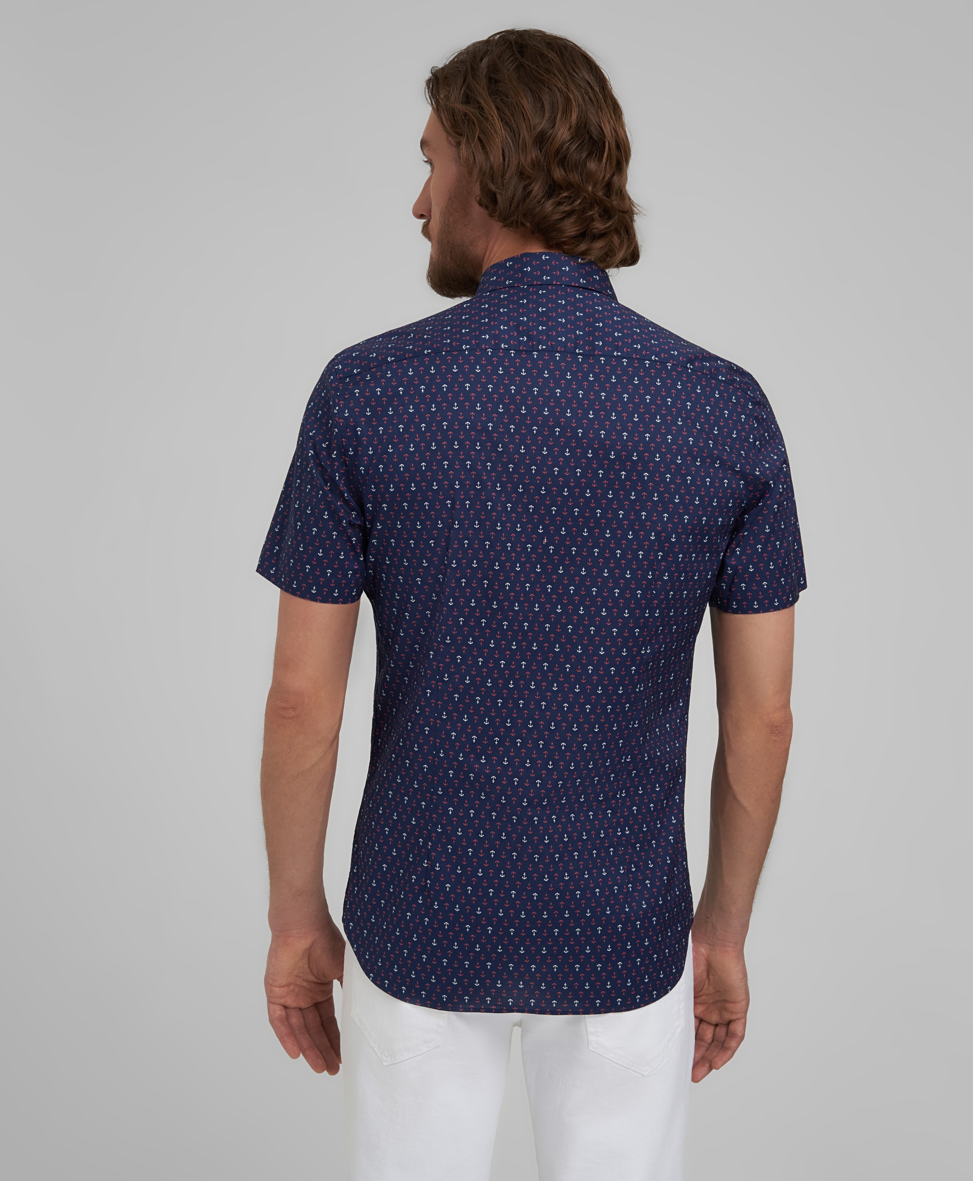 Рубашка хлопковая, прилегающий силуэт