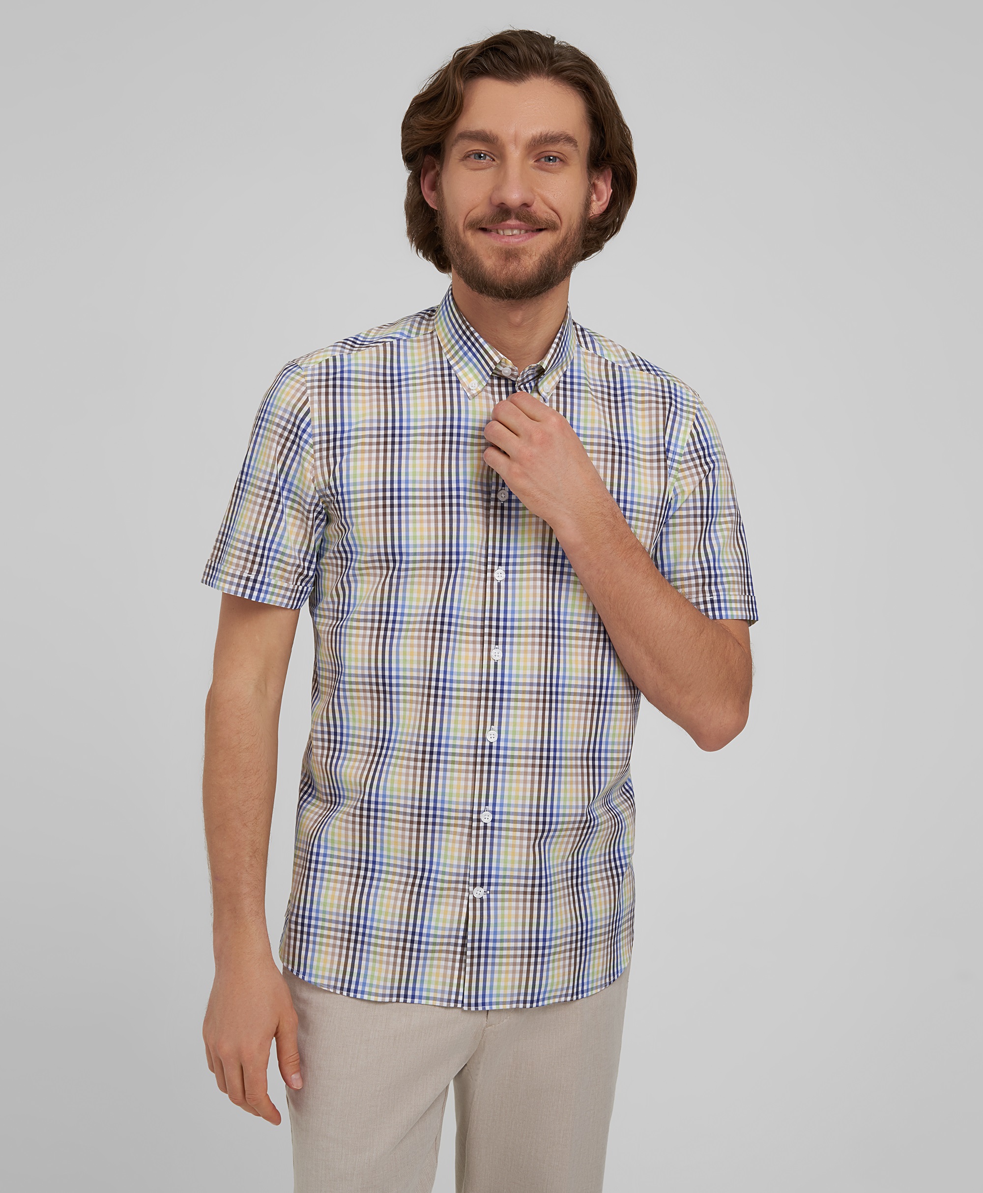 Рубашка хлопковая, полуприлегающий силуэт