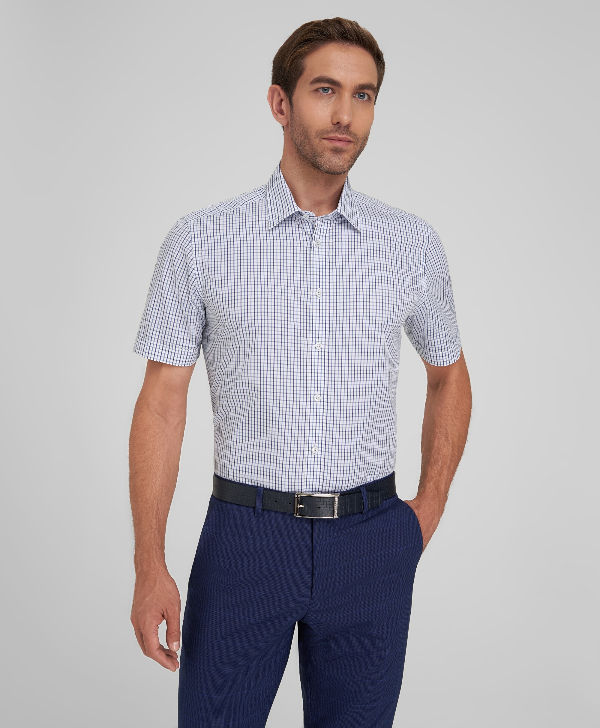 Рубашка хлопковая, полуприлегающий силуэт