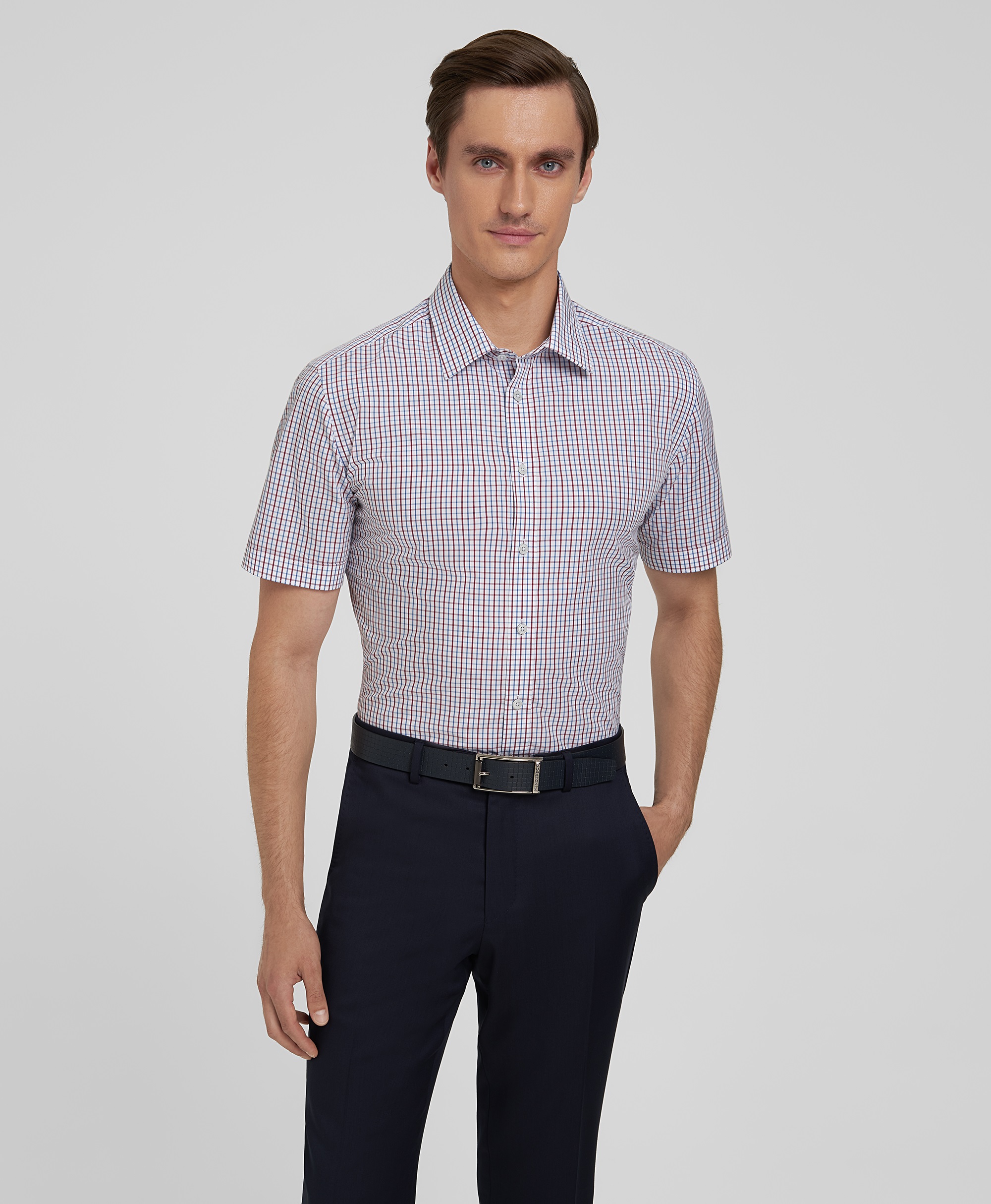 Рубашка хлопковая, прилегающий силуэт