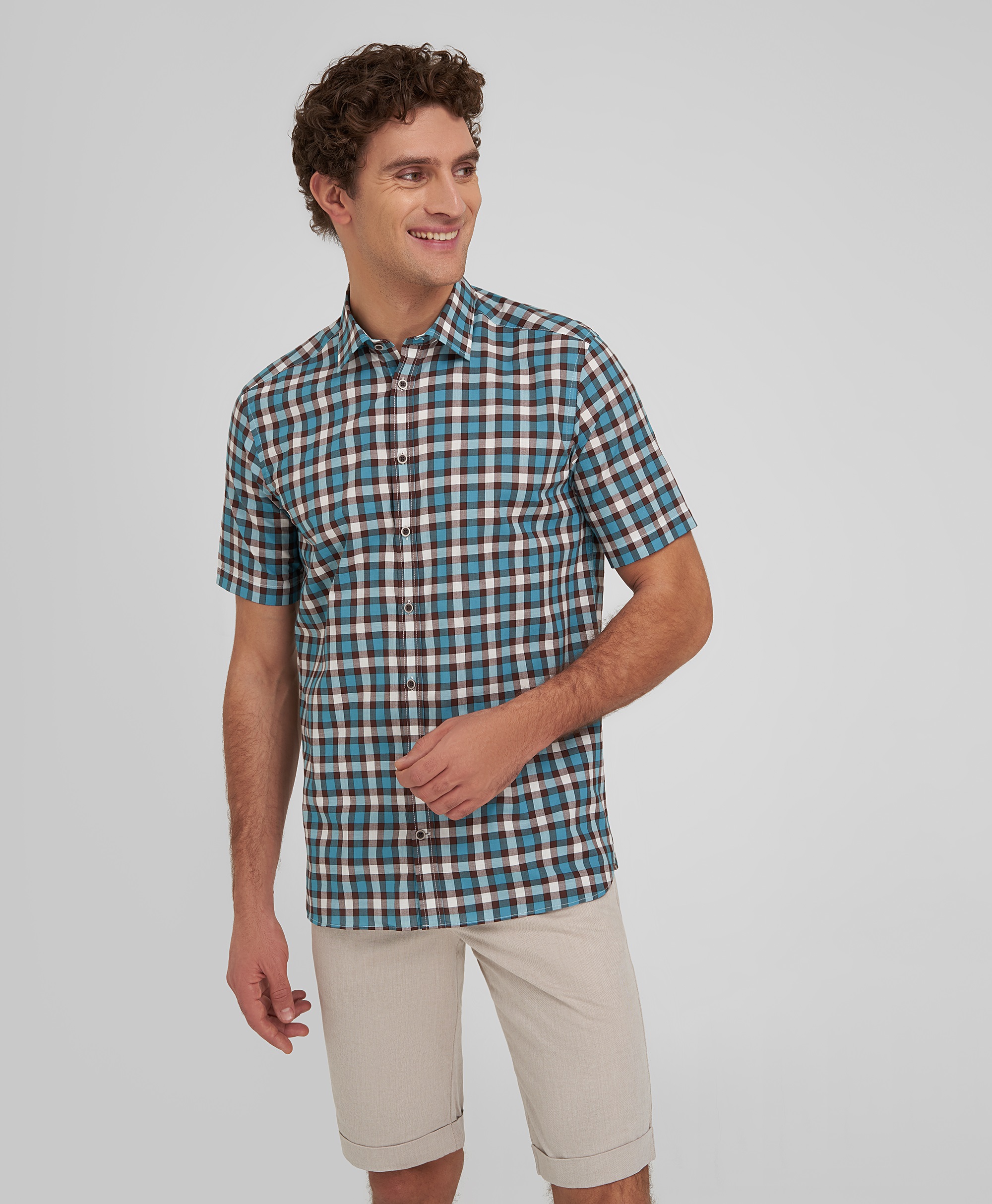 Рубашка хлопковая, полуприлегающий силуэт