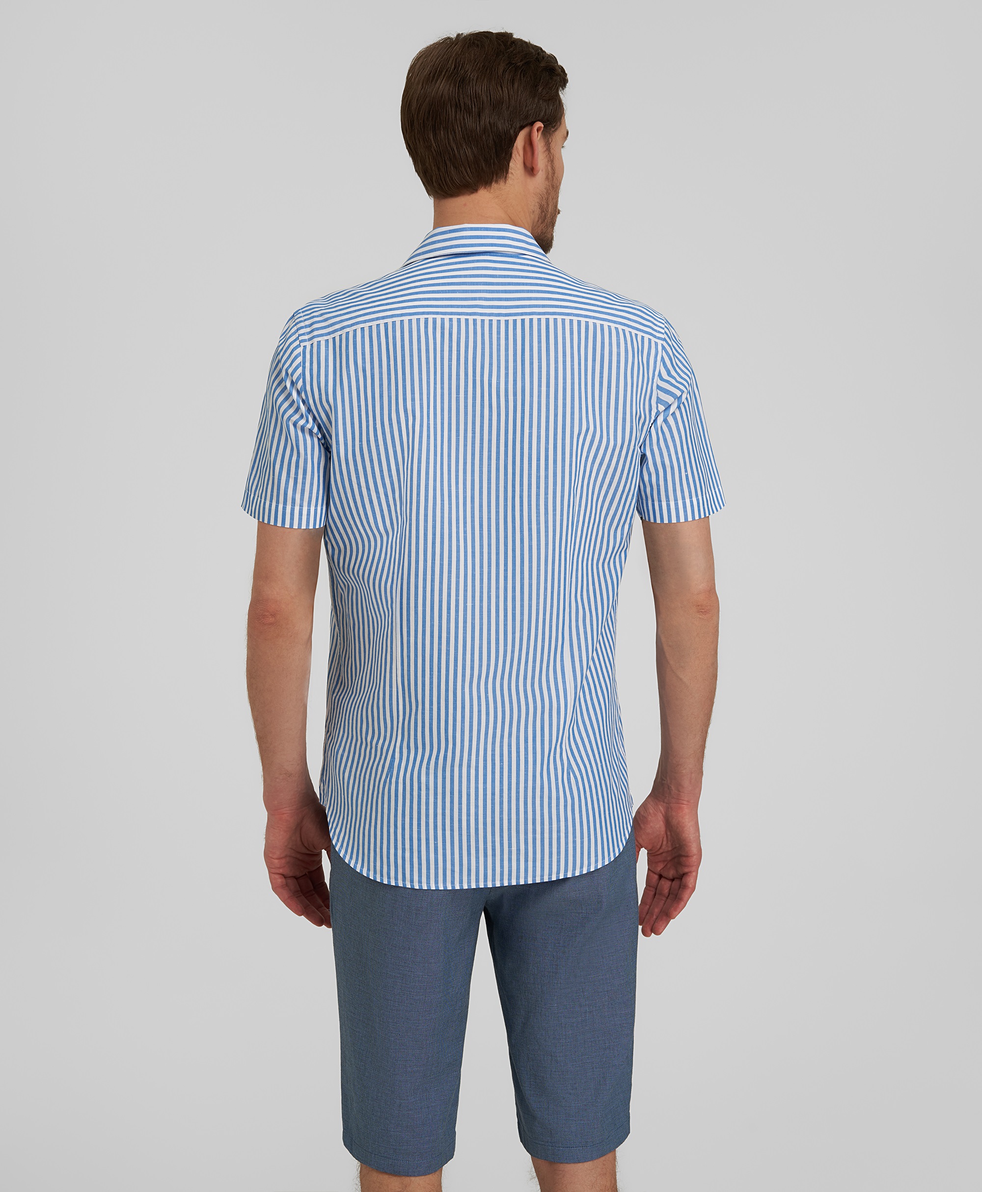 Рубашка из хлопка и льна, полуприлегающий силуэт