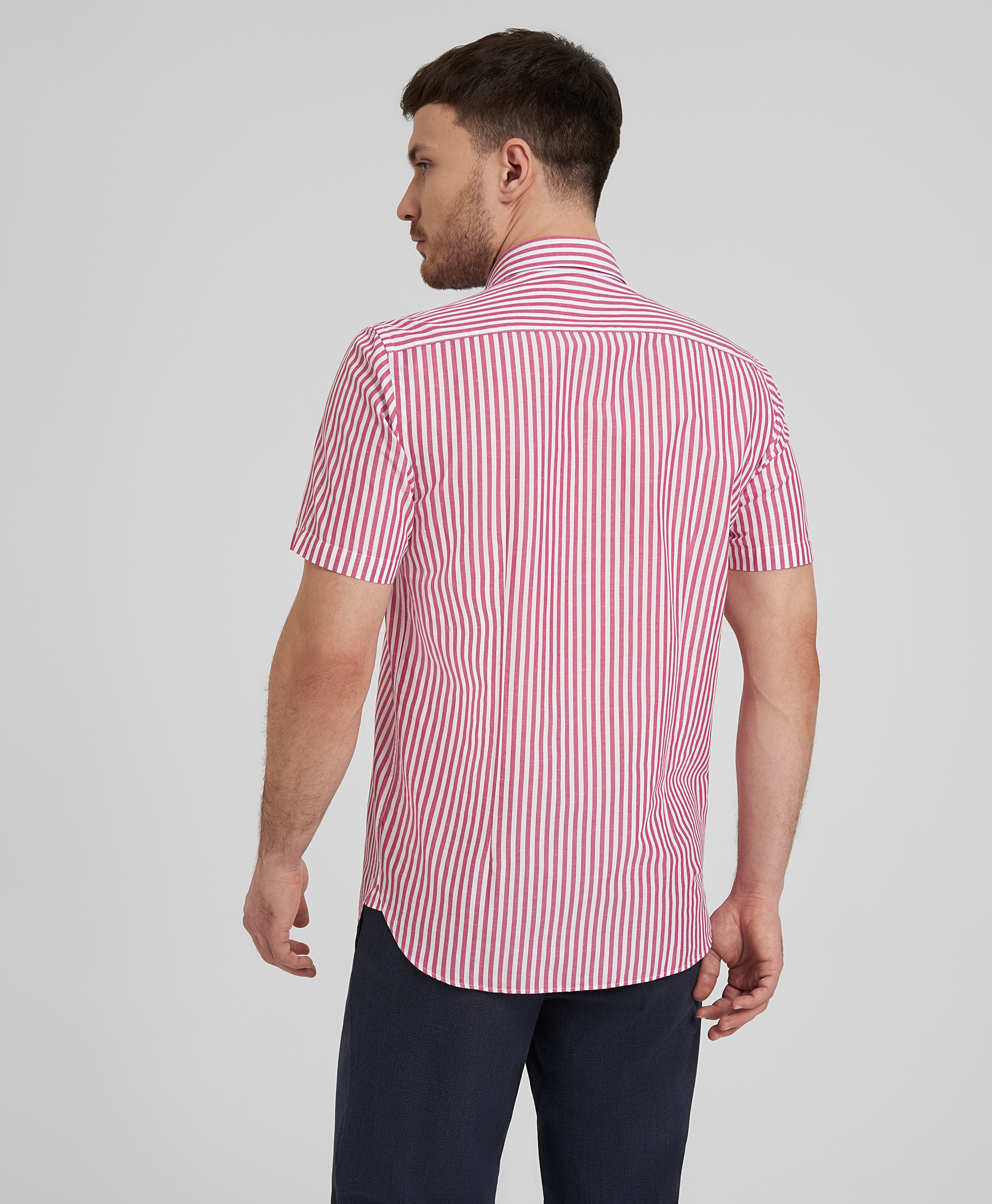 Рубашка из хлопка и льна, полуприлегающий силуэт