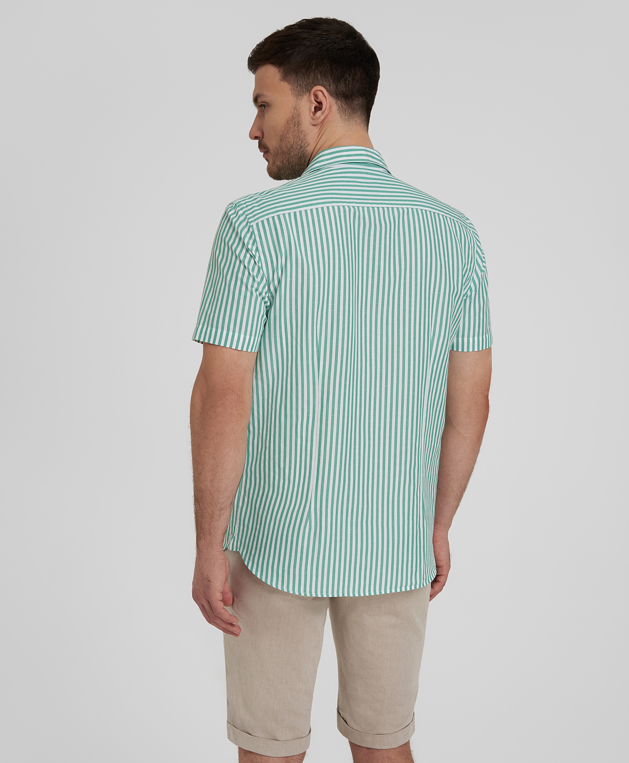 Рубашка из хлопка и льна, полуприлегающий силуэт