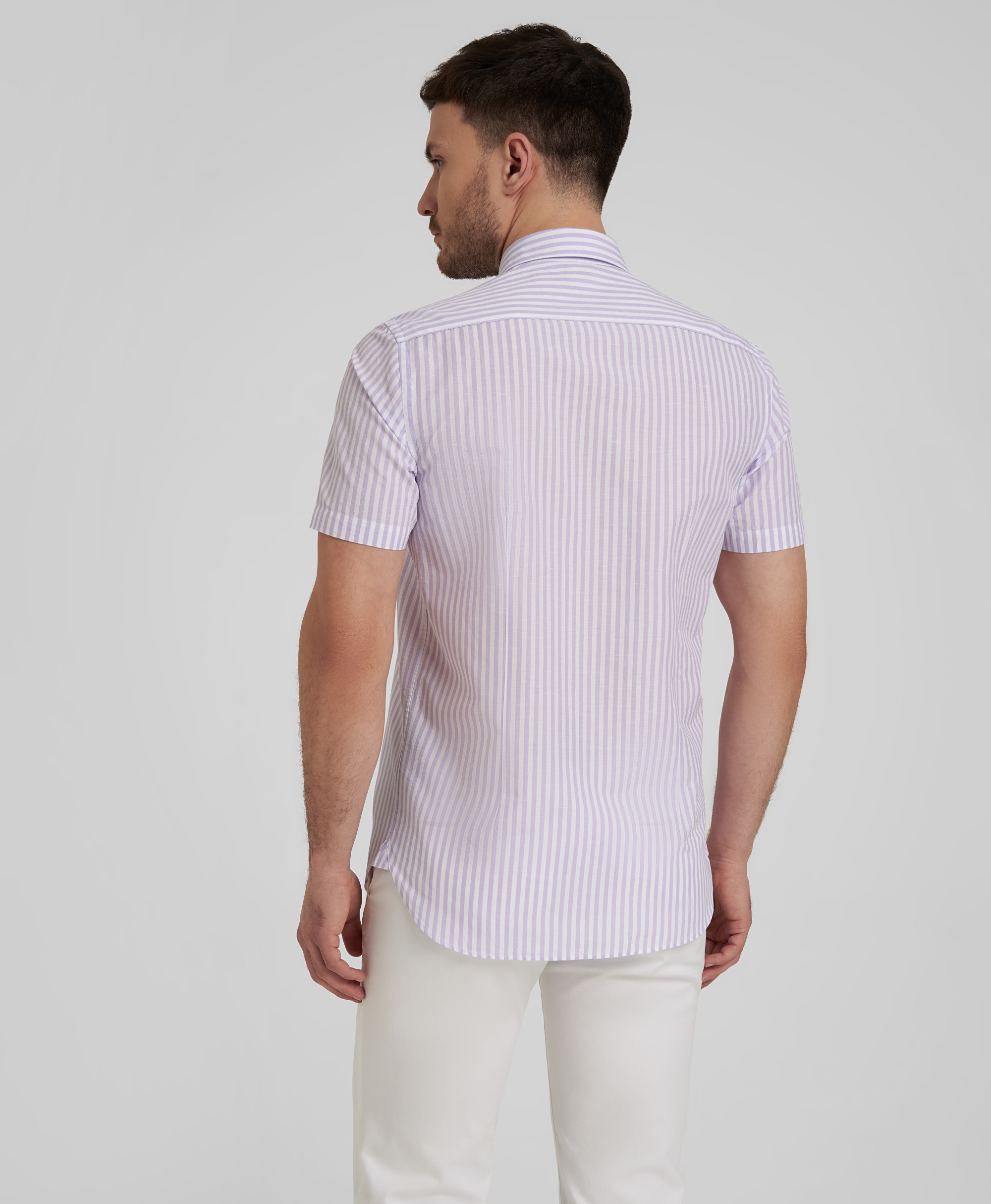 Рубашка из хлопка и льна, полуприлегающий силуэт