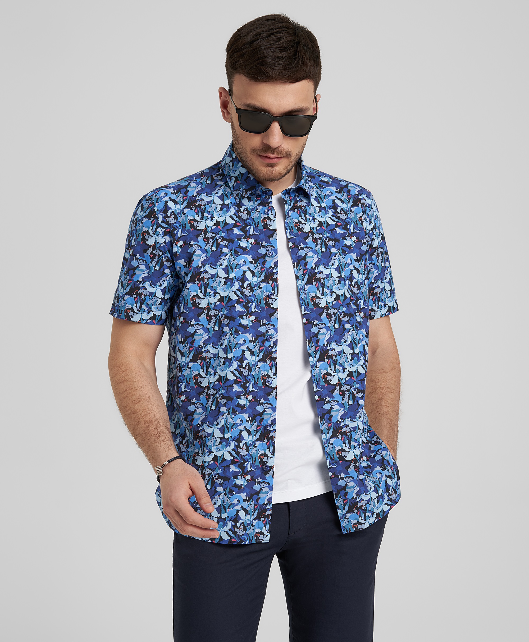 Рубашка хлопковая, полуприлегающий силуэт