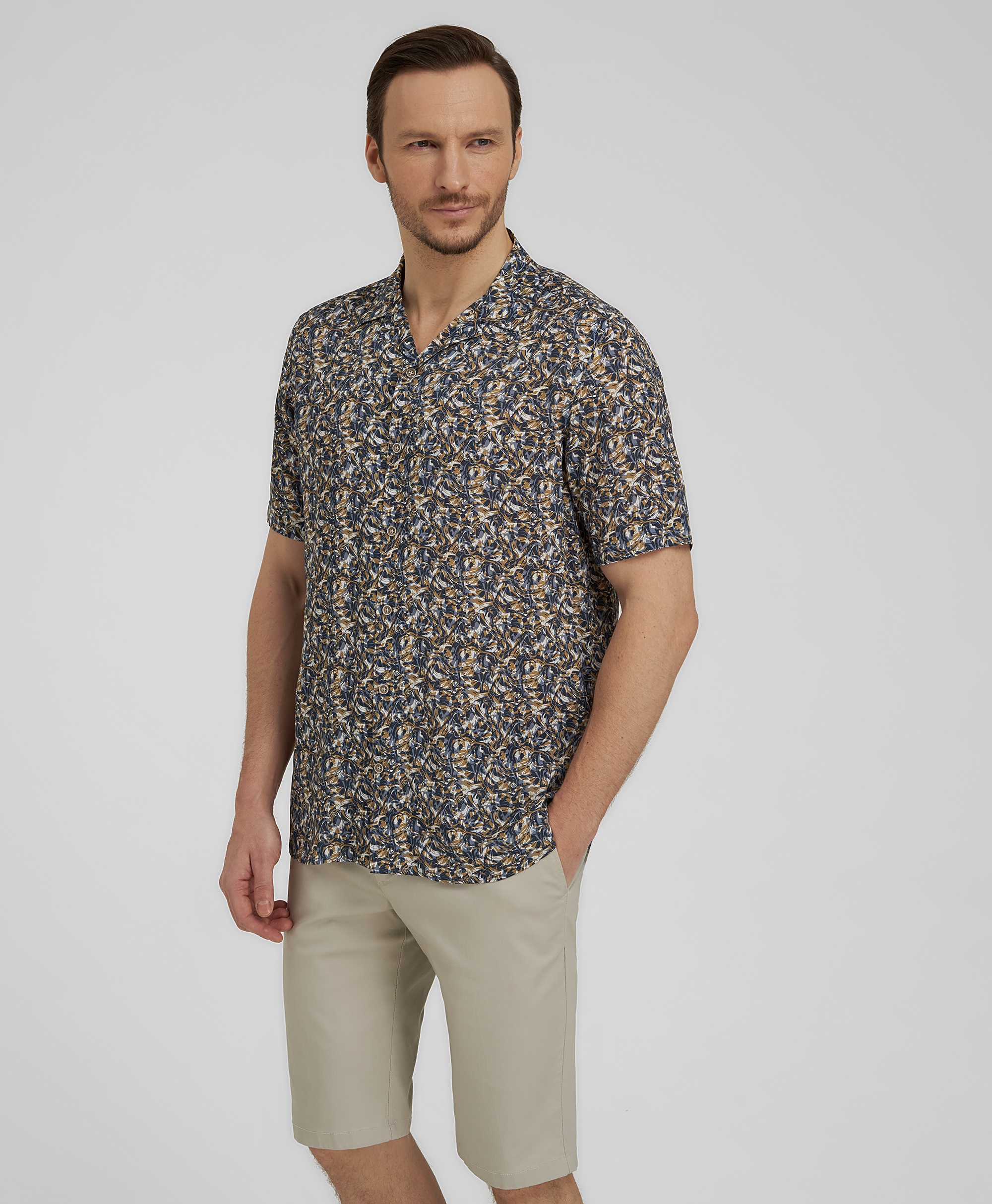 Рубашка из вискозы, прямой силуэт