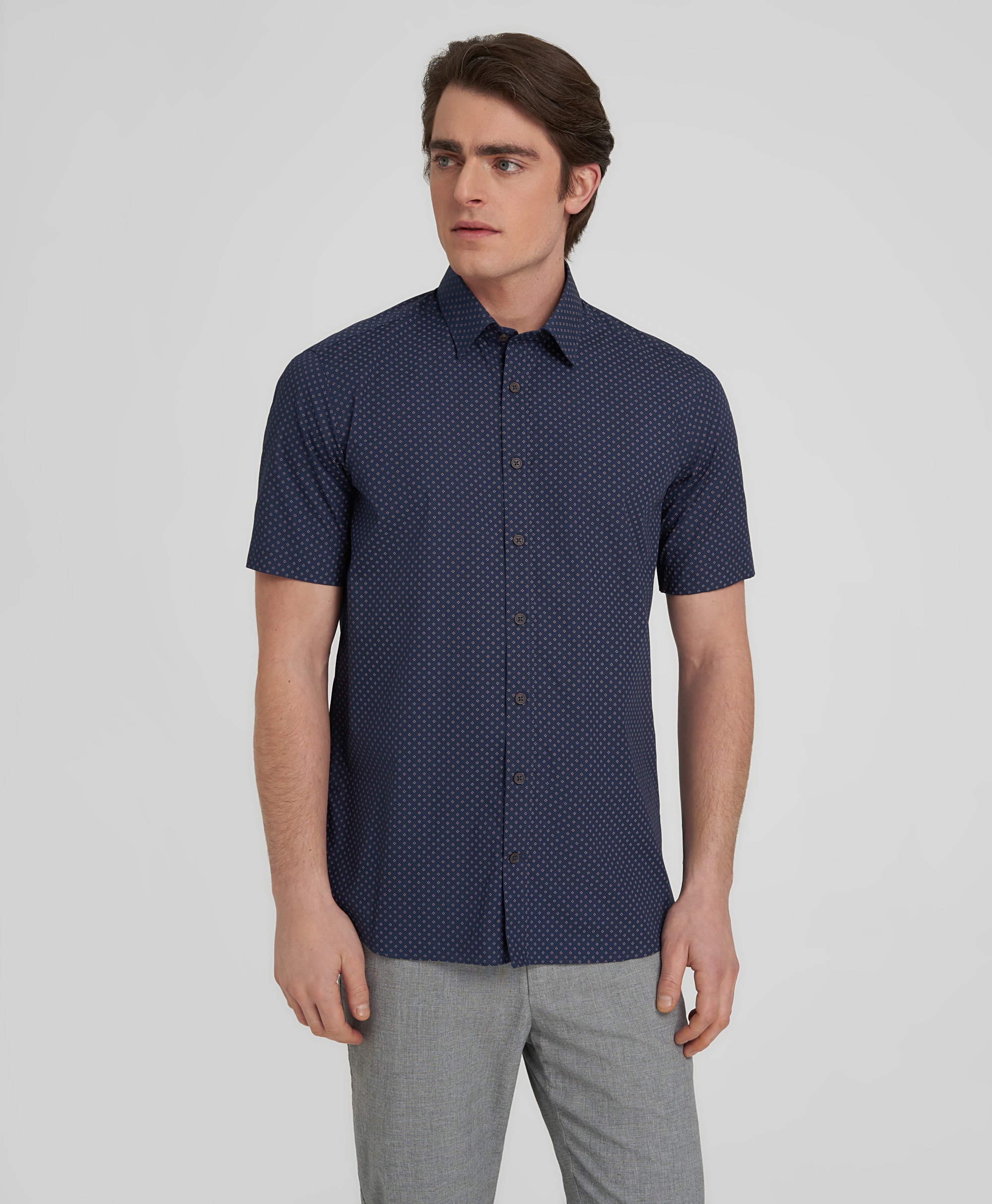 Рубашка хлопковая, полуприлегающий силуэт