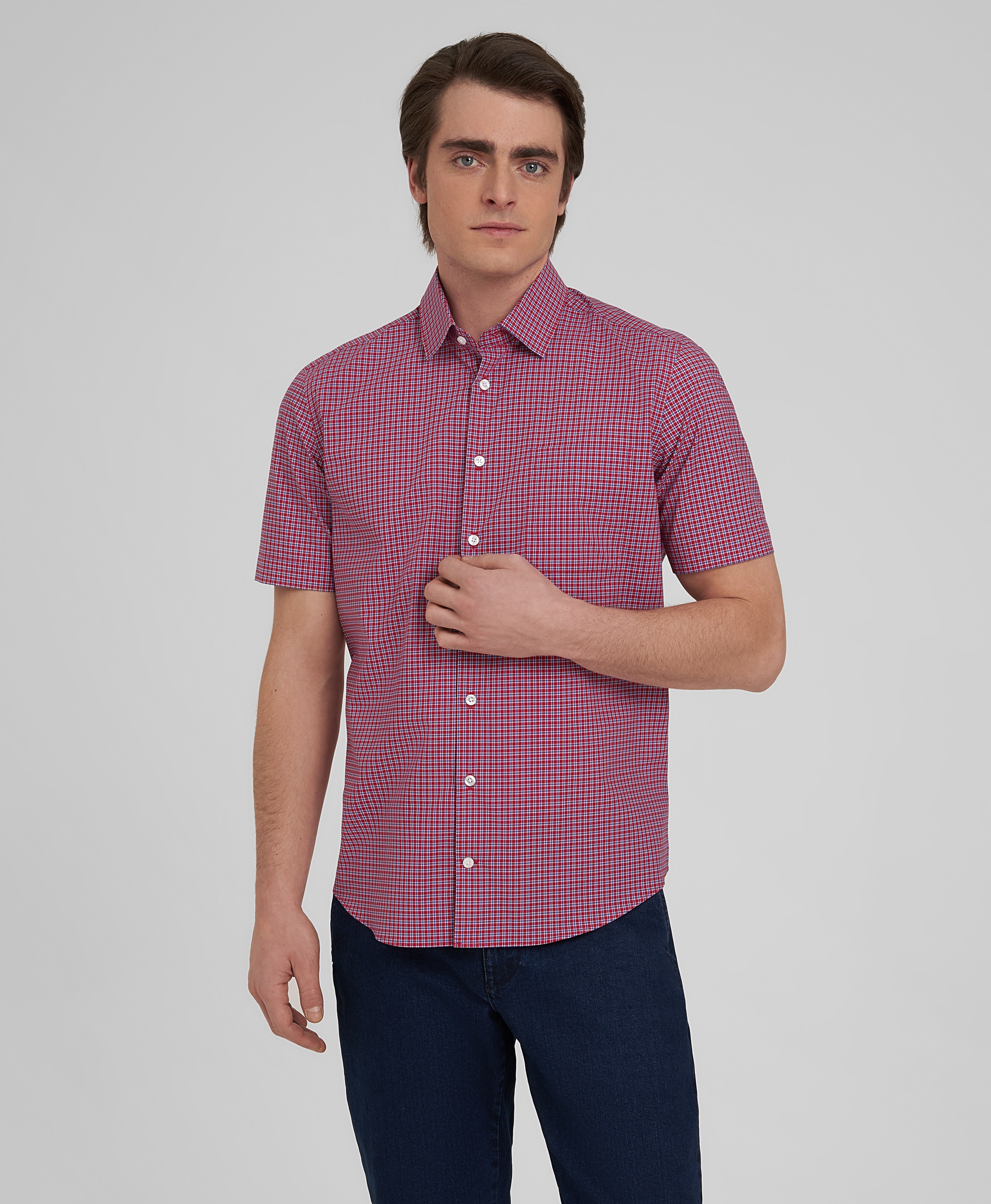 Рубашка хлопковая, полуприлегающий силуэт