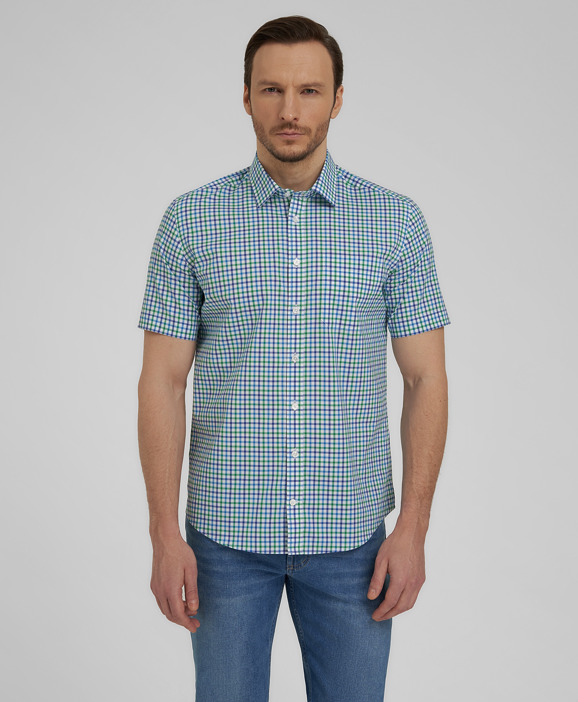 Рубашка хлопковая, прилегающий силуэт