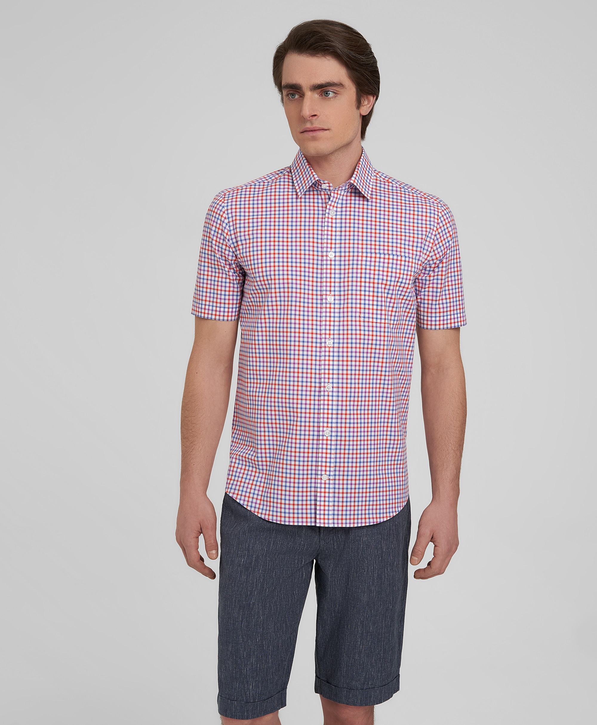 Рубашка хлопковая, полуприлегающий силуэт