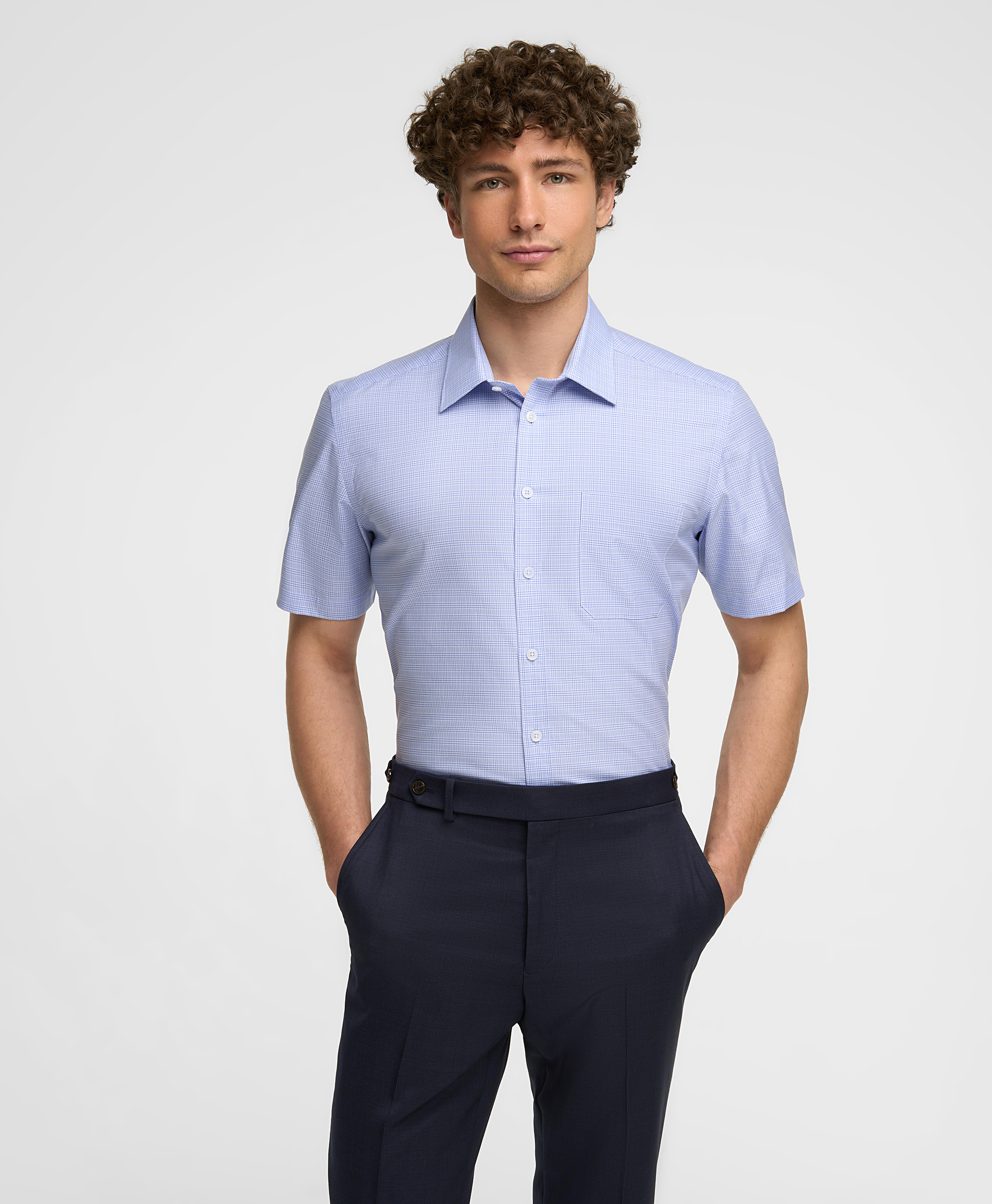 Рубашка хлопковая, полуприлегающий силуэт