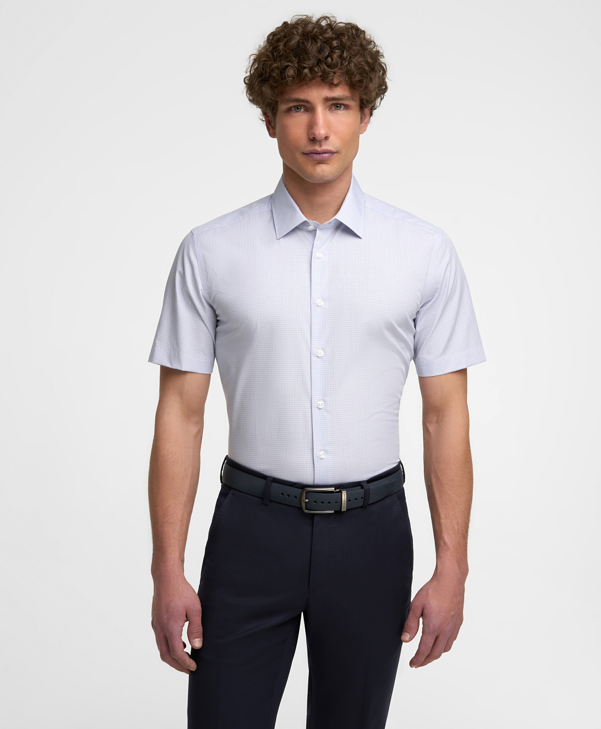 Рубашка хлопковая, прилегающий силуэт