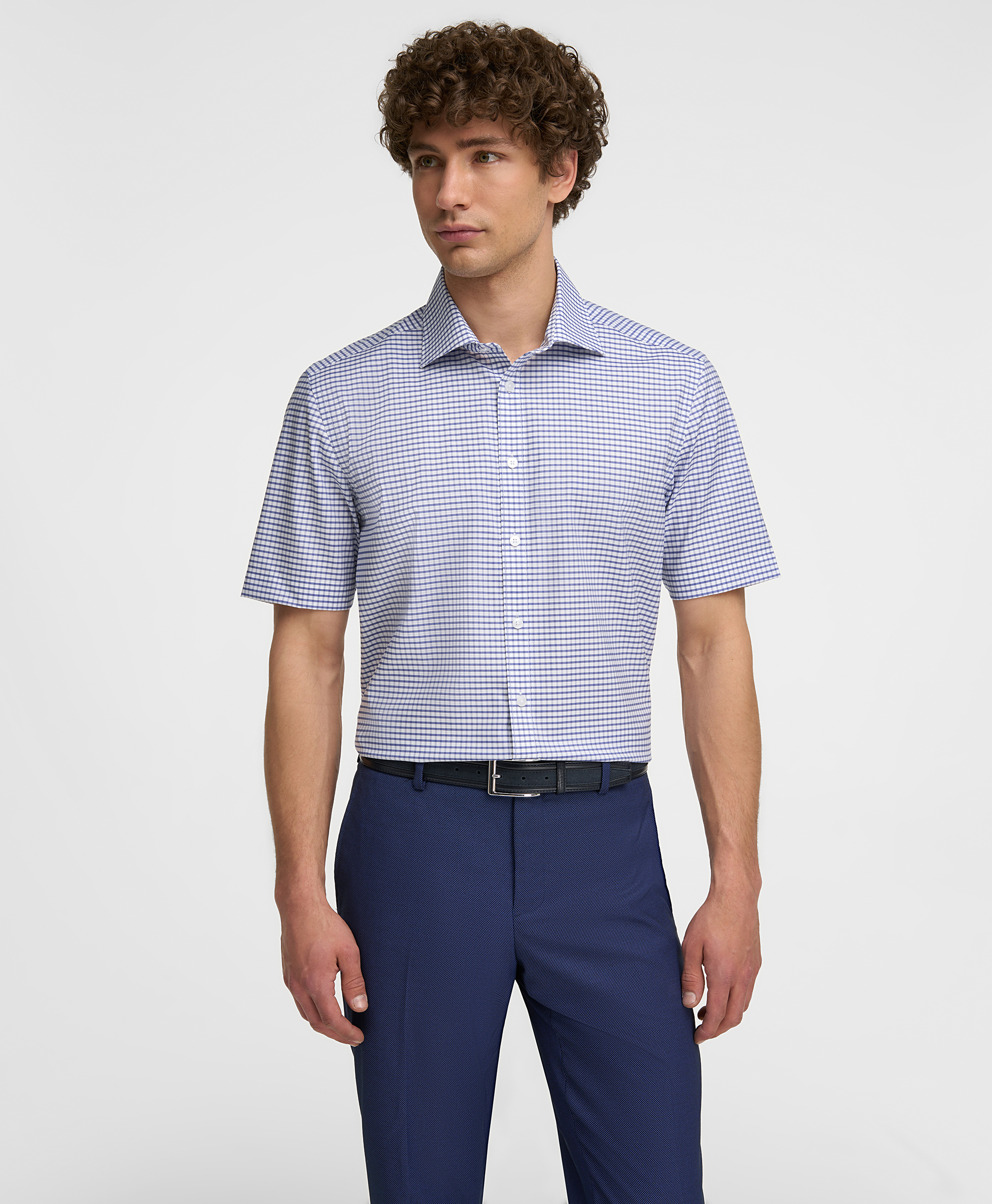 Рубашка из ткани стрейч, прямой силуэт