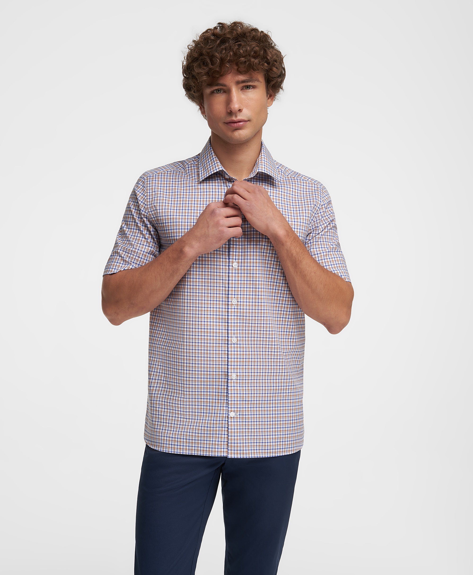 Рубашка хлопковая, прямой силуэт