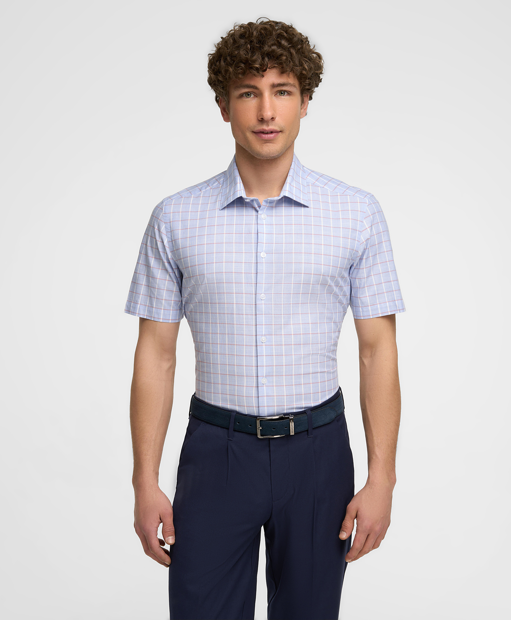 Рубашка хлопковая, полуприлегающий силуэт